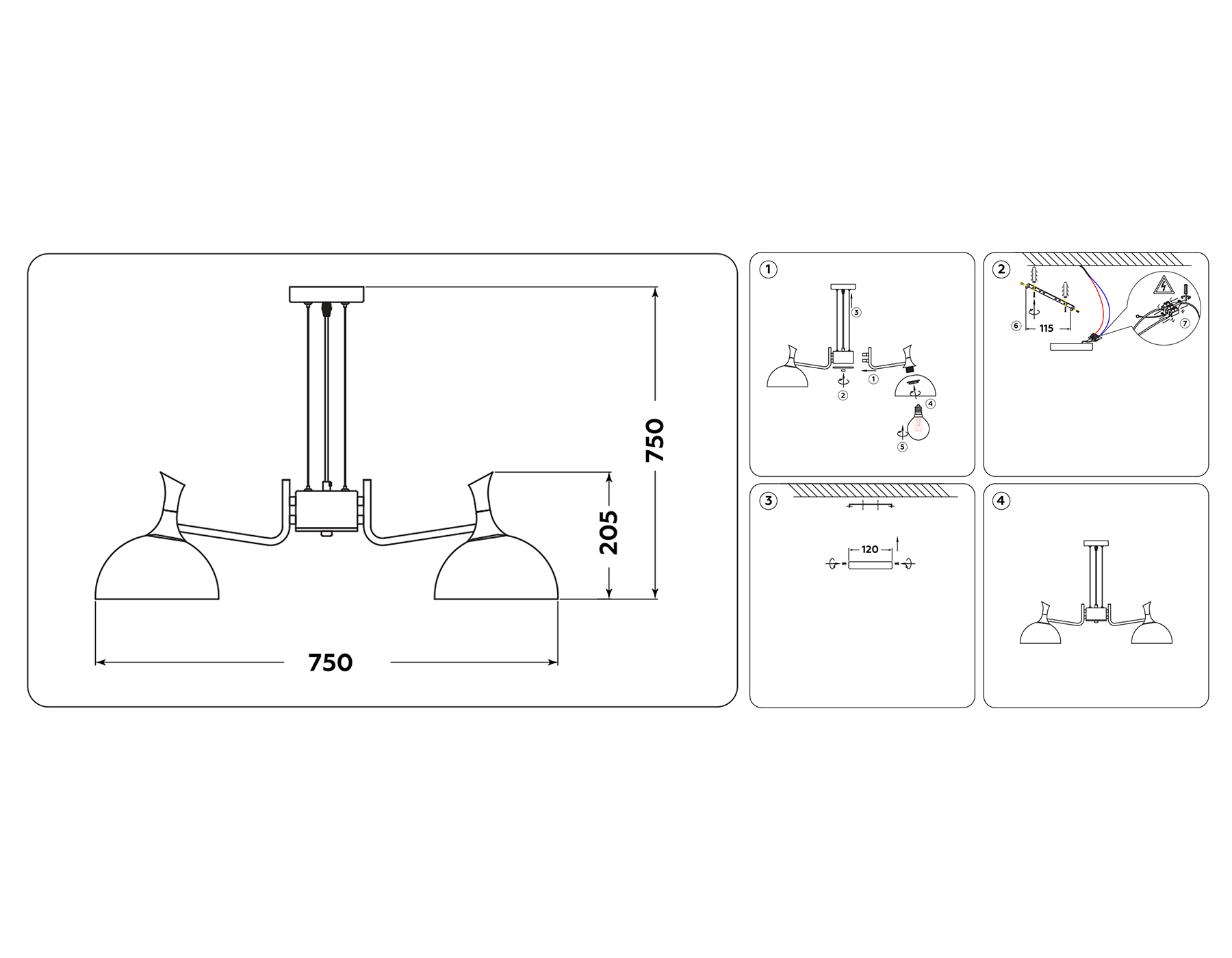 TR9082/5 BK/GD/SM черный/золото/дымчатый E27/5 max 40W D750*750
