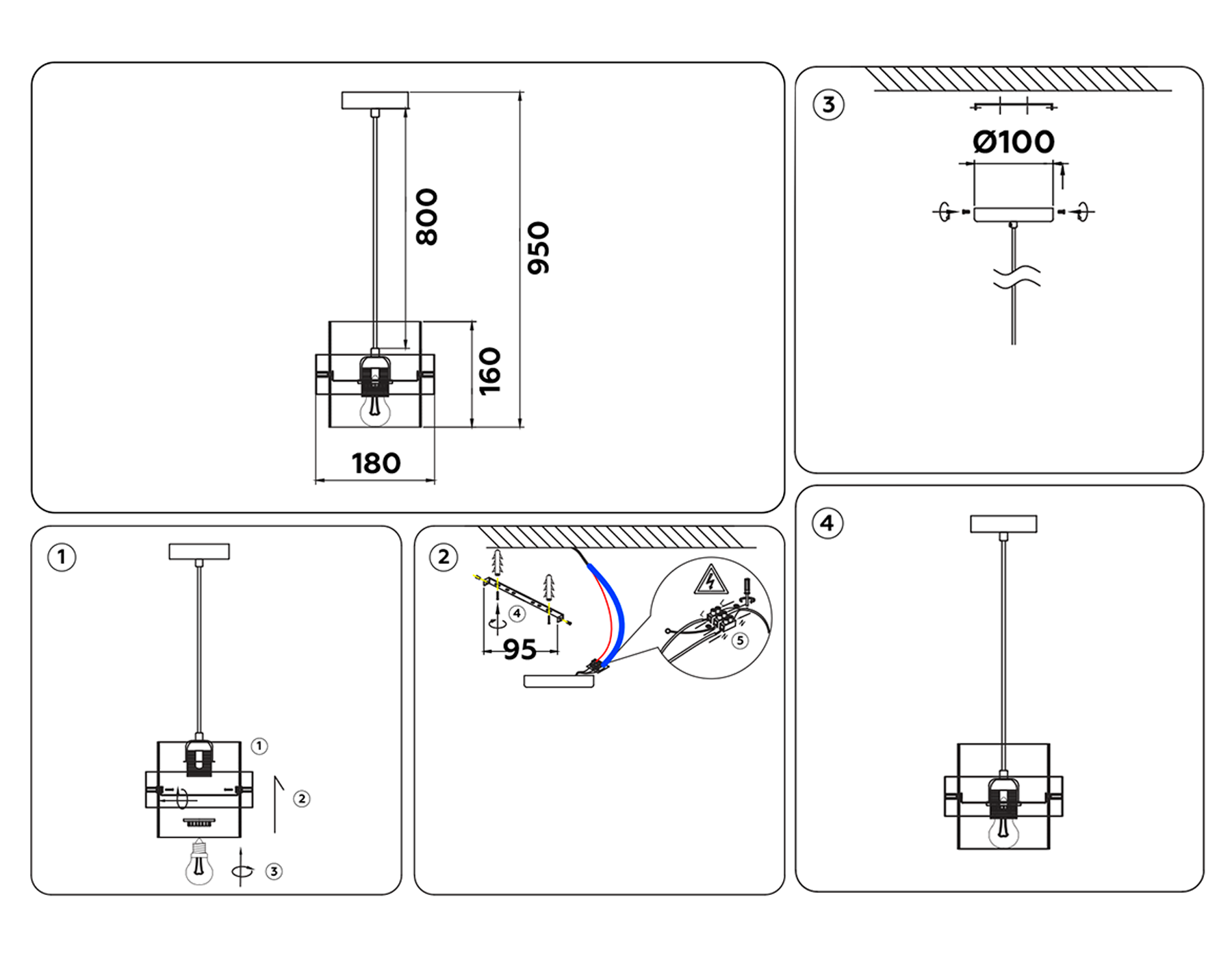 TR3645 GD/SM золото/дымчатый E27 max 40W D180*950