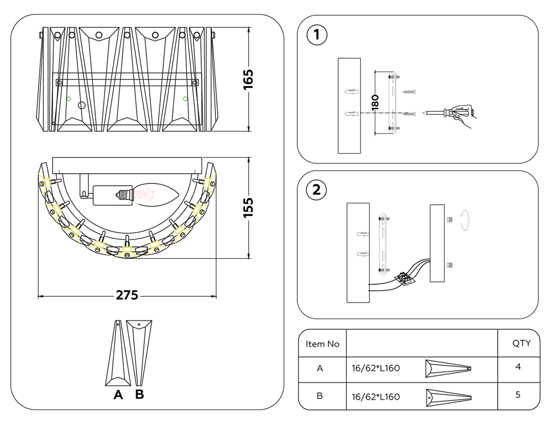 TR5176 GD/CL золото/прозрачный E14 max 40W 275*165*155