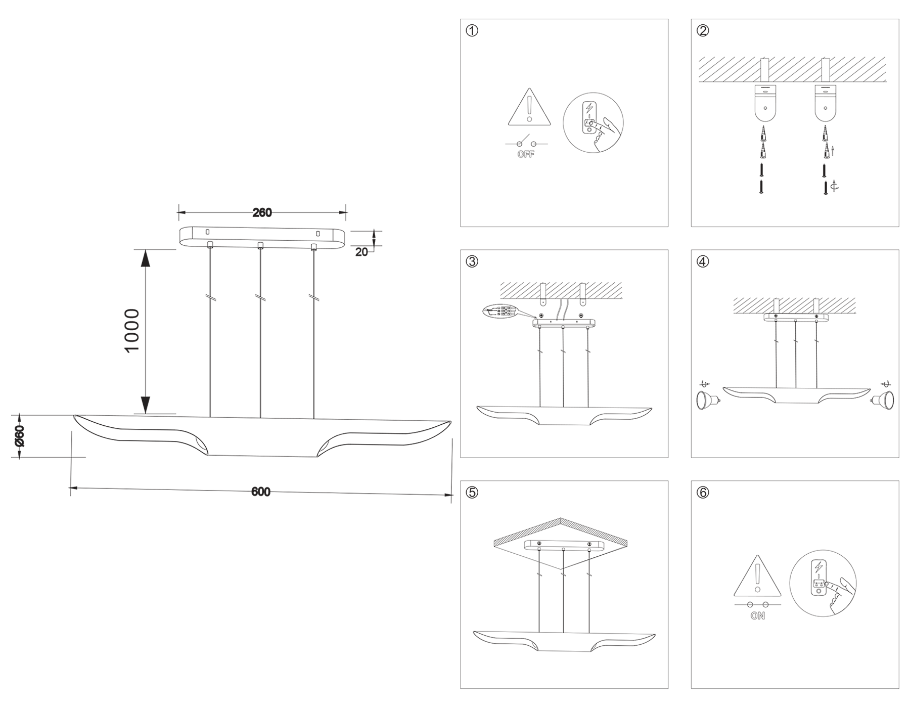 TN5157/2 BK черный E27/2 max 40W 600*60*1100