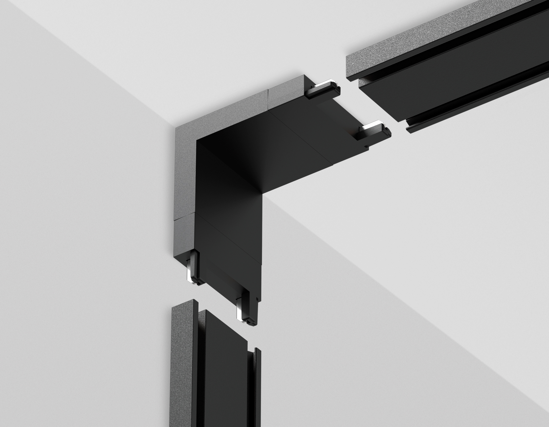 GV1104 BK черный коннектор угловой настенно-потолочный для накладного шинопровода IP20 48V 26*26*6