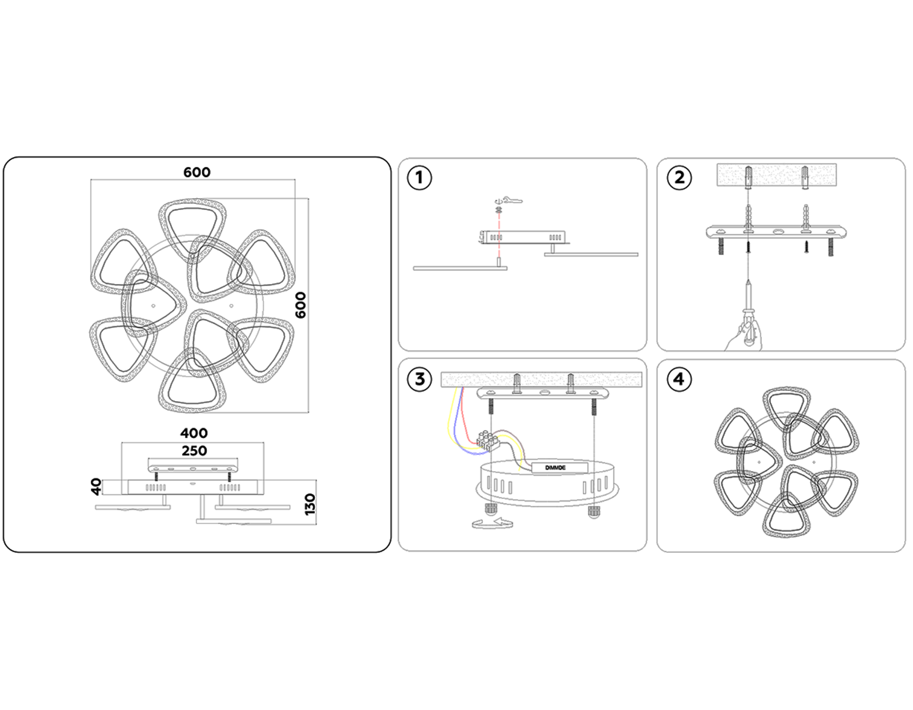 FA2922 CH хром 138W 600*600*130 (ПДУ РАДИО 2.4)