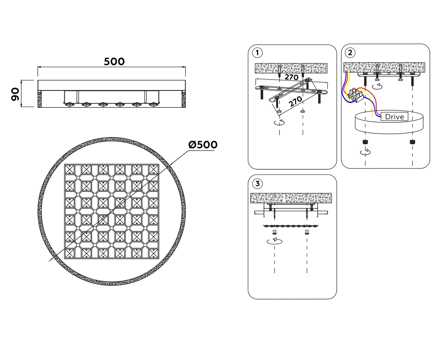 FA151 WH белый 100W D500*90 (ПДУ РАДИО 2.4)