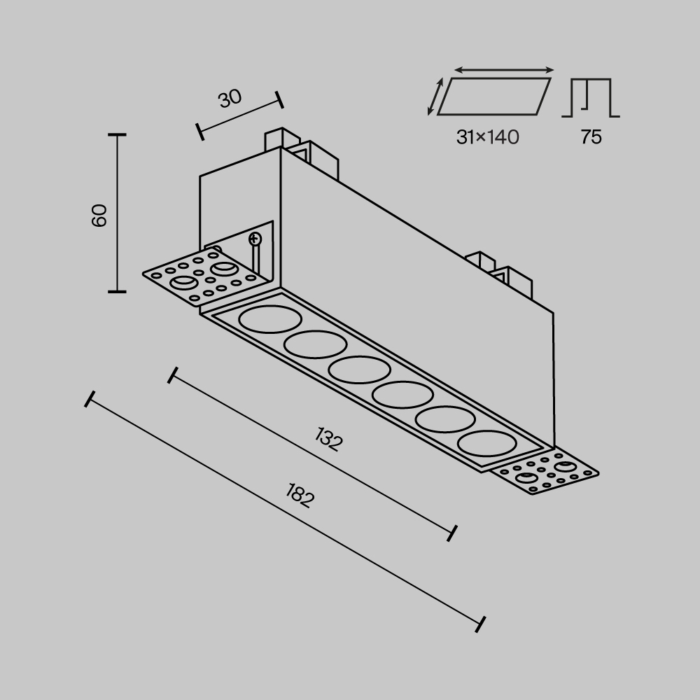 Встраиваемый светильник Technical DL065-12W3-6K-TRS-W