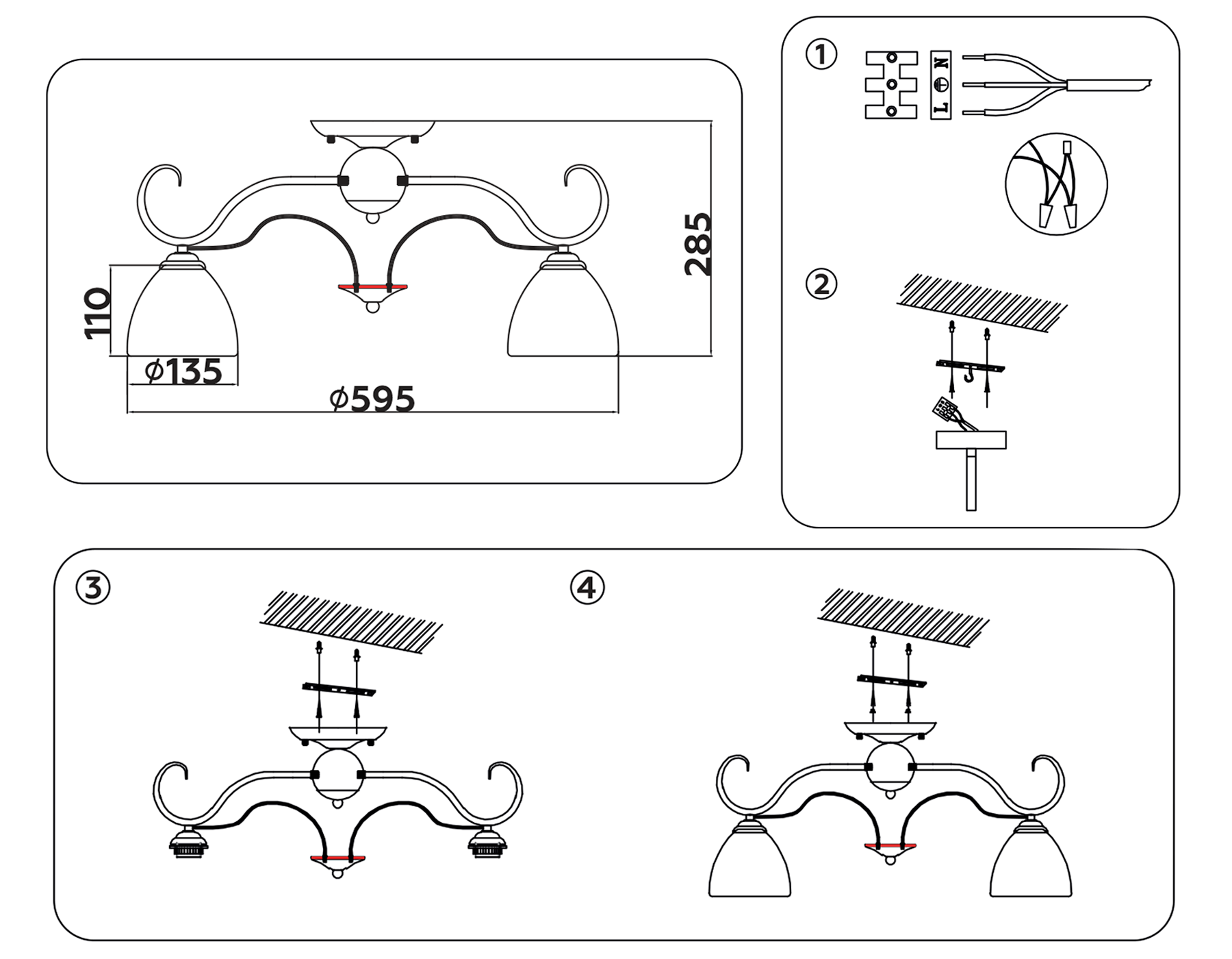 TR3046/5 SB/FR бронза/белый матовый E27/5 max 40W D595*285