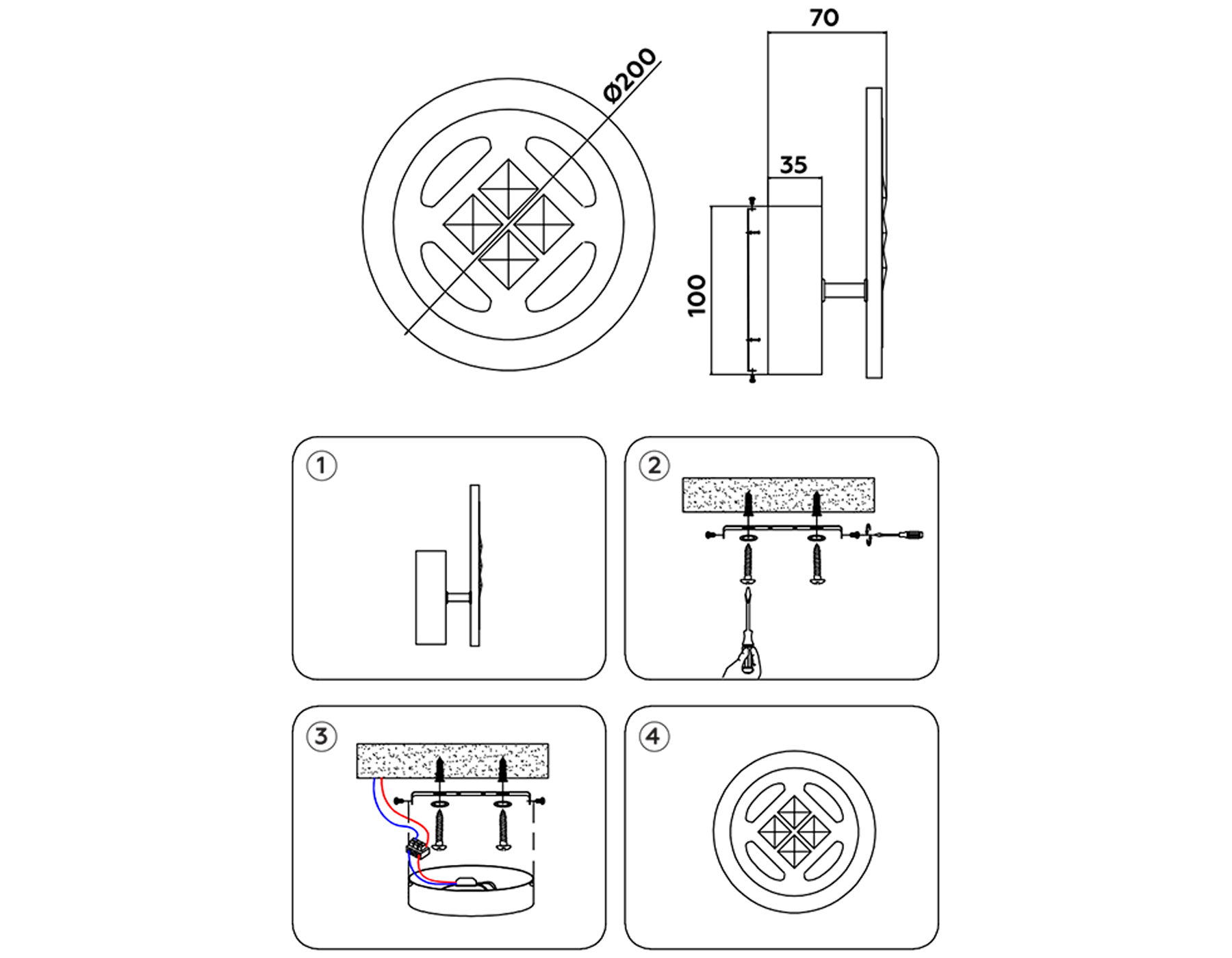FA2955 WH белый 4200K/3000K/6400K 20W 200*200*70