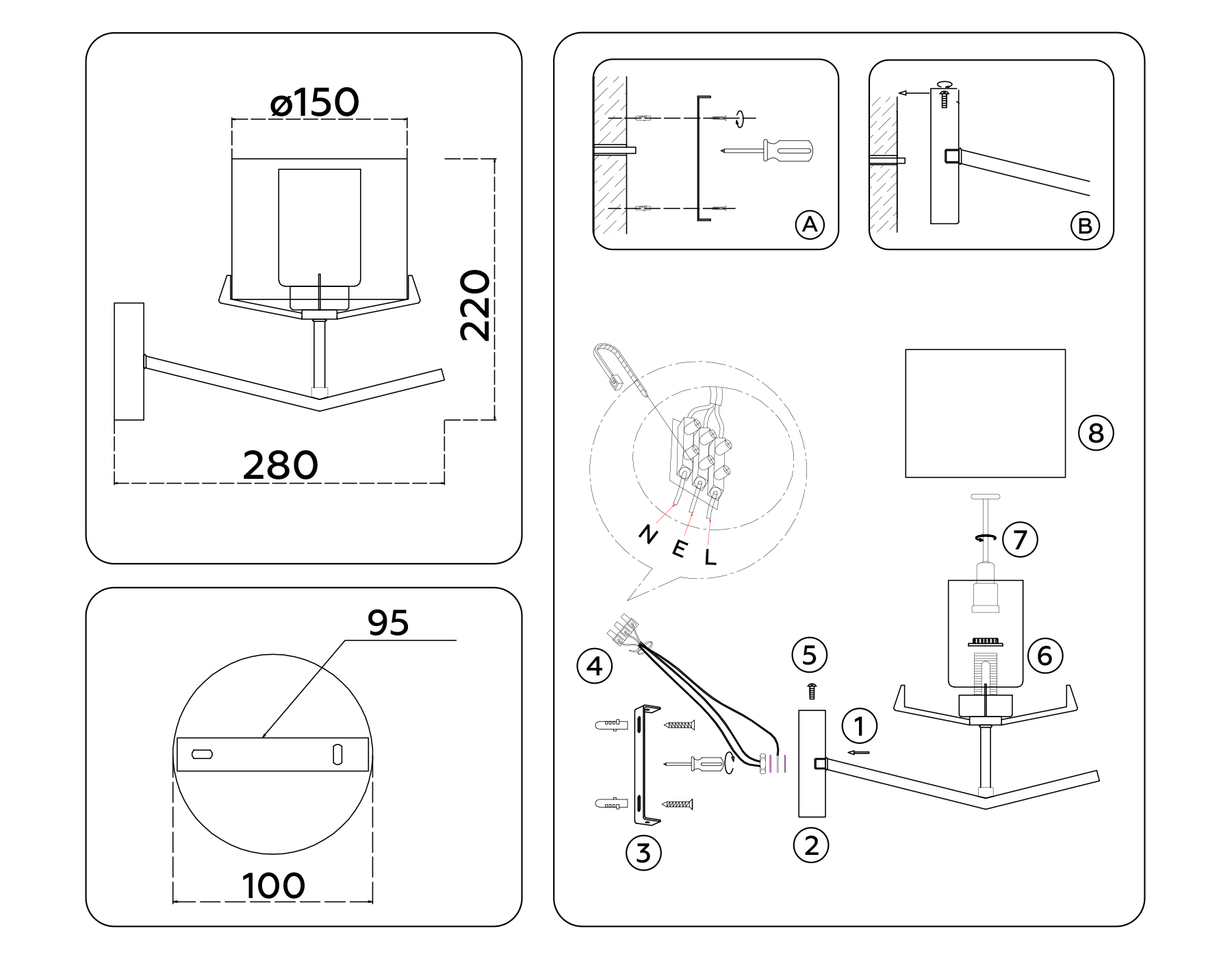 LH57004 SN/FR никель/белый матовый E14 max 40W 280*150*220