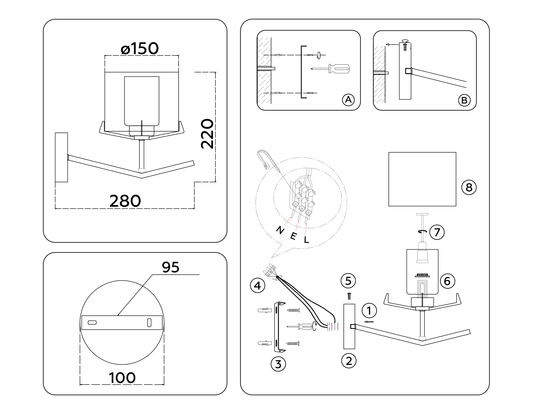 LH57010 BS/FR латунь/белый матовый E14 max 40W 280*150*220