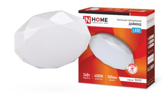 Светильник светодиодный серии DECO 24Вт 230В 4000К 1560лм 300мм ДАЙМОНД IN HOME