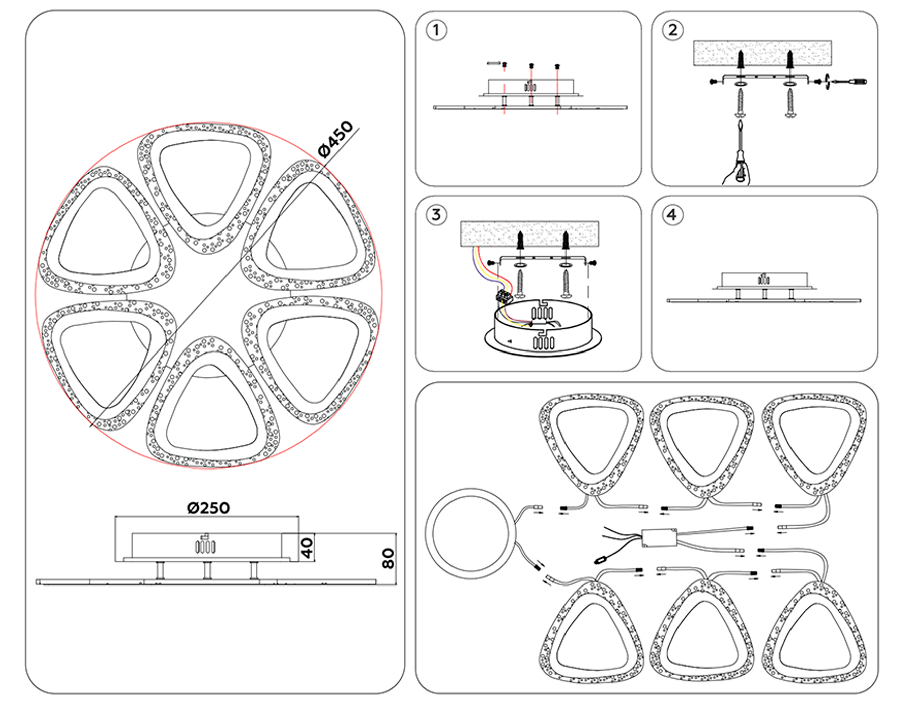 FA4518/6 WH белый 80W 4200K/3000K+6400K/6400K+3000K D450*80 (ПДУ ИК)