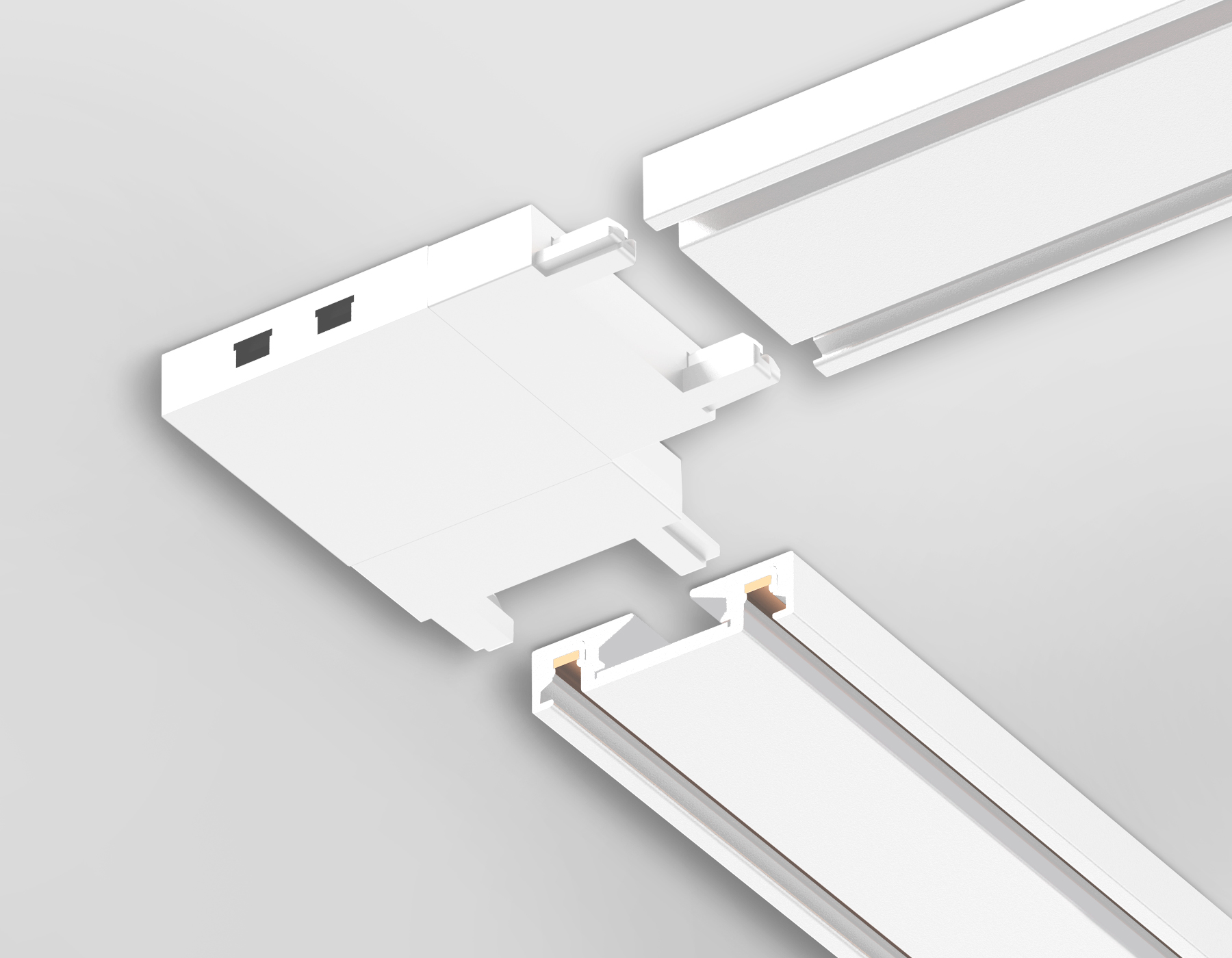 GV1113 WH белый угловой коннектор для накладного шинопровода 36*36*6