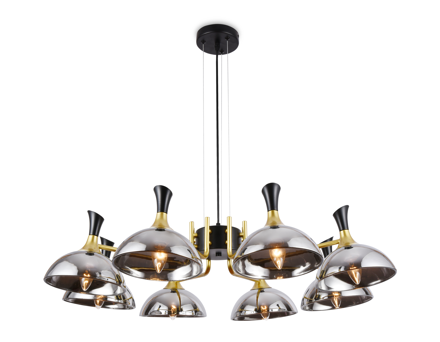 TR9084/8 BK/GD/SM черный/золото/дымчатый E27/8 max 40W D920*750