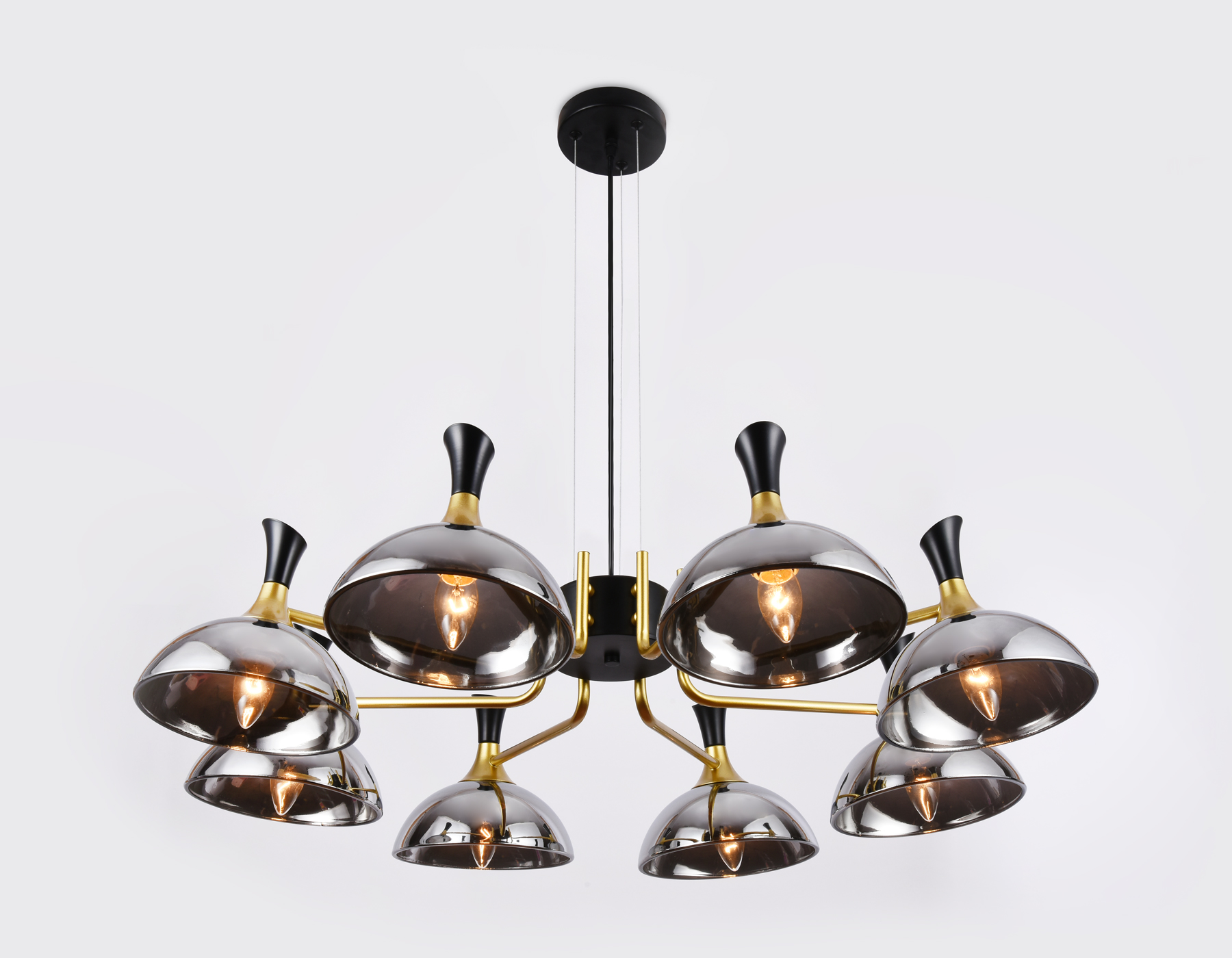 TR9084/8 BK/GD/SM черный/золото/дымчатый E27/8 max 40W D920*750