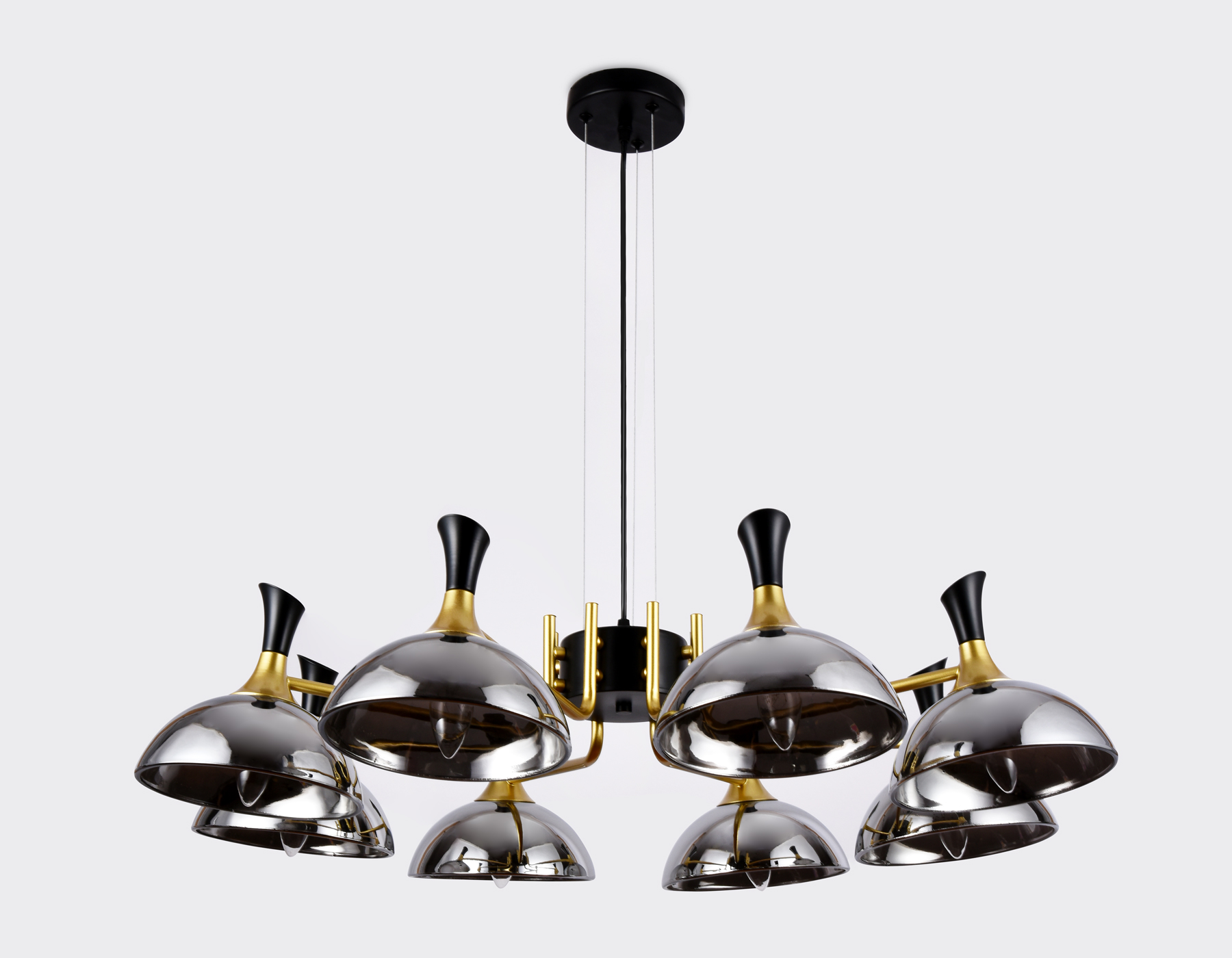 TR9084/8 BK/GD/SM черный/золото/дымчатый E27/8 max 40W D920*750