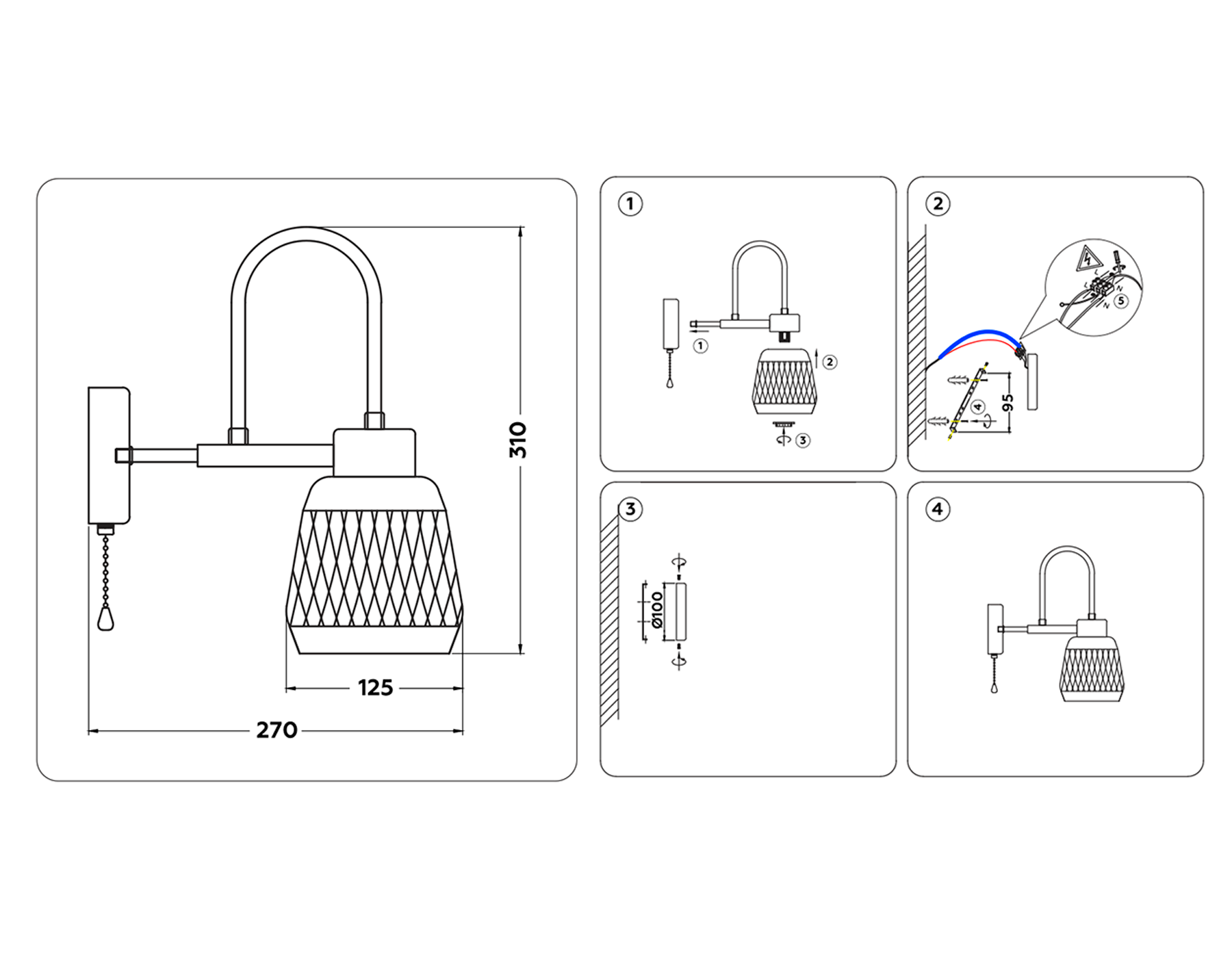 TR8008 SB/BK бронза/черный E14 max 40W 310*125*270