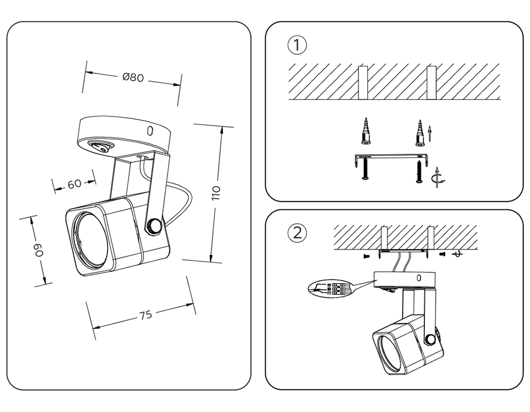 TA108 WH белый GU10 D80*130*D60