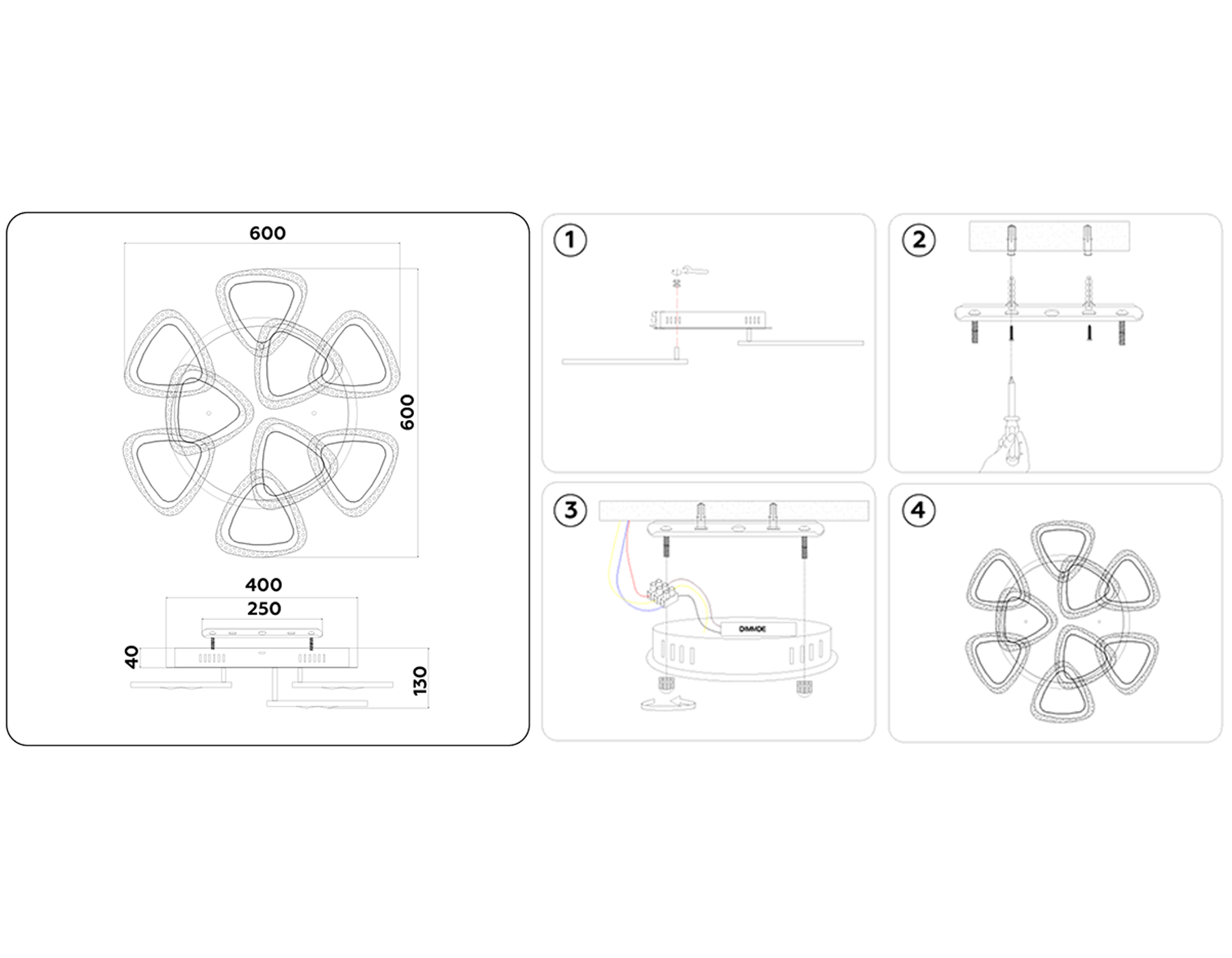 FA2923 GD золото 138W 600*600*130 (ПДУ РАДИО 2.4)