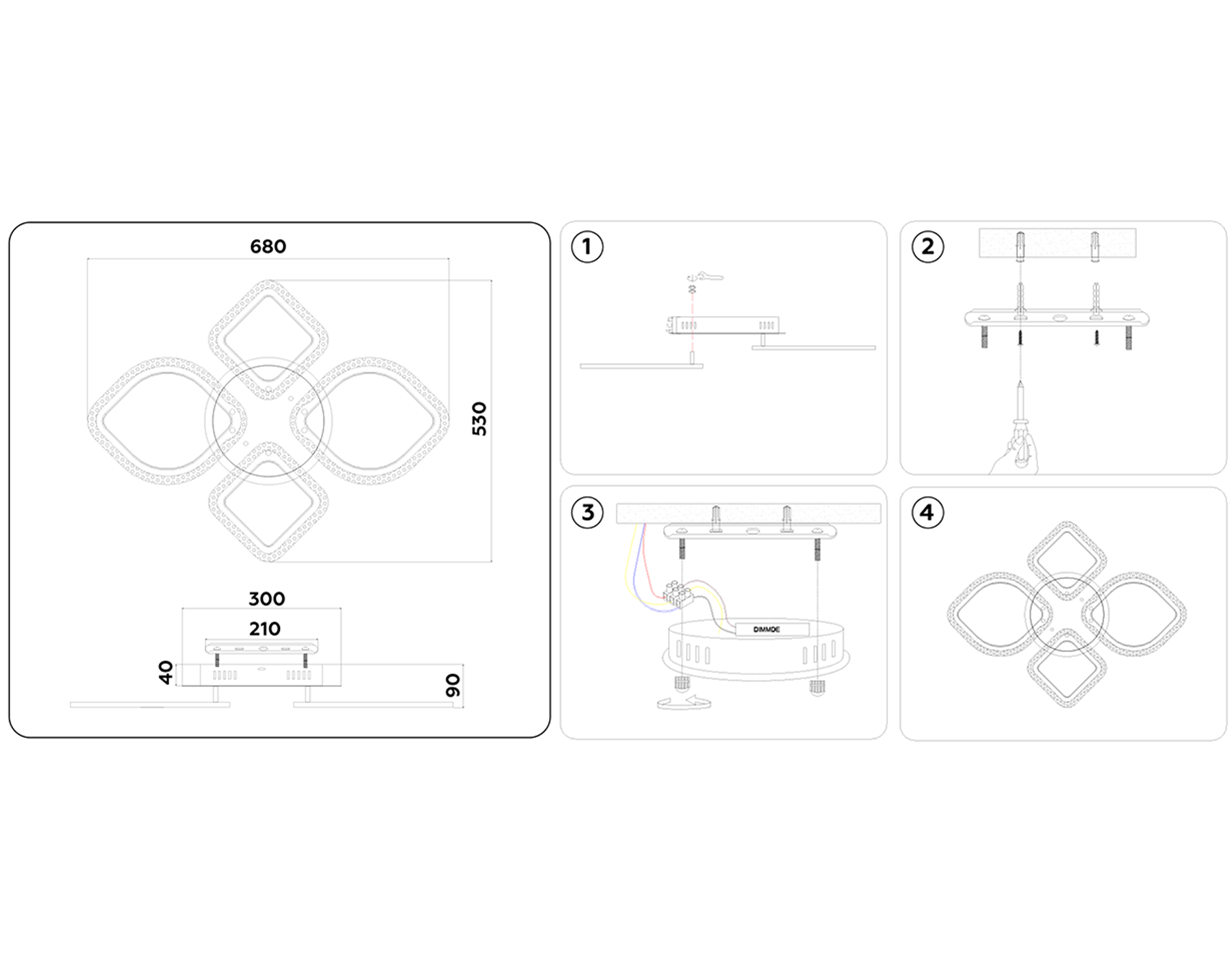 FA5147 WH белый 77W 680*630*90 (ПДУ РАДИО 2.4)