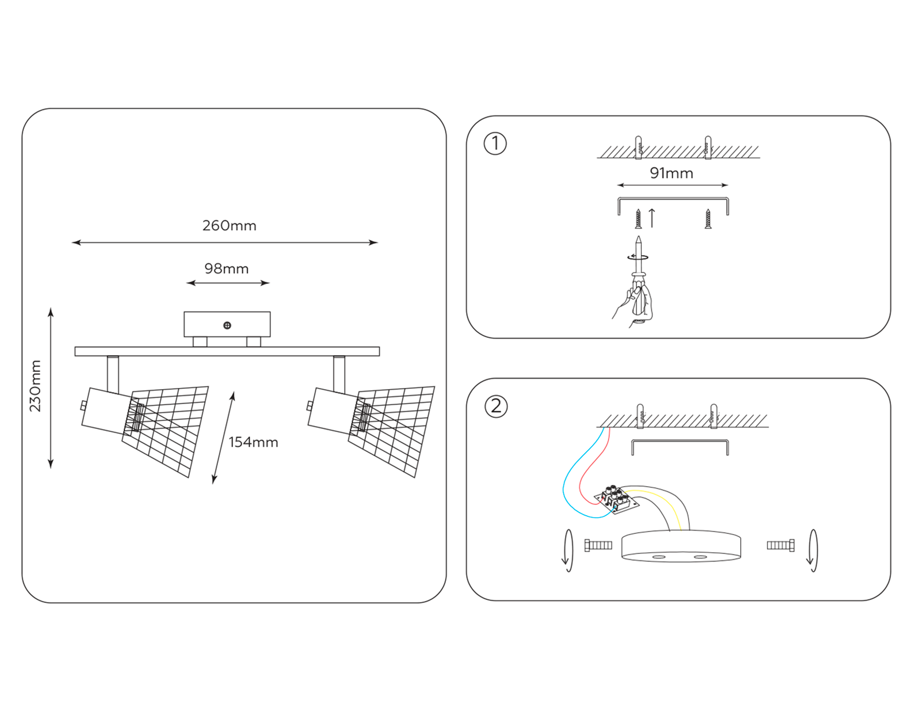 TR8601/2 WH/GD белый/золото E27*2 max 40W 260*154*230