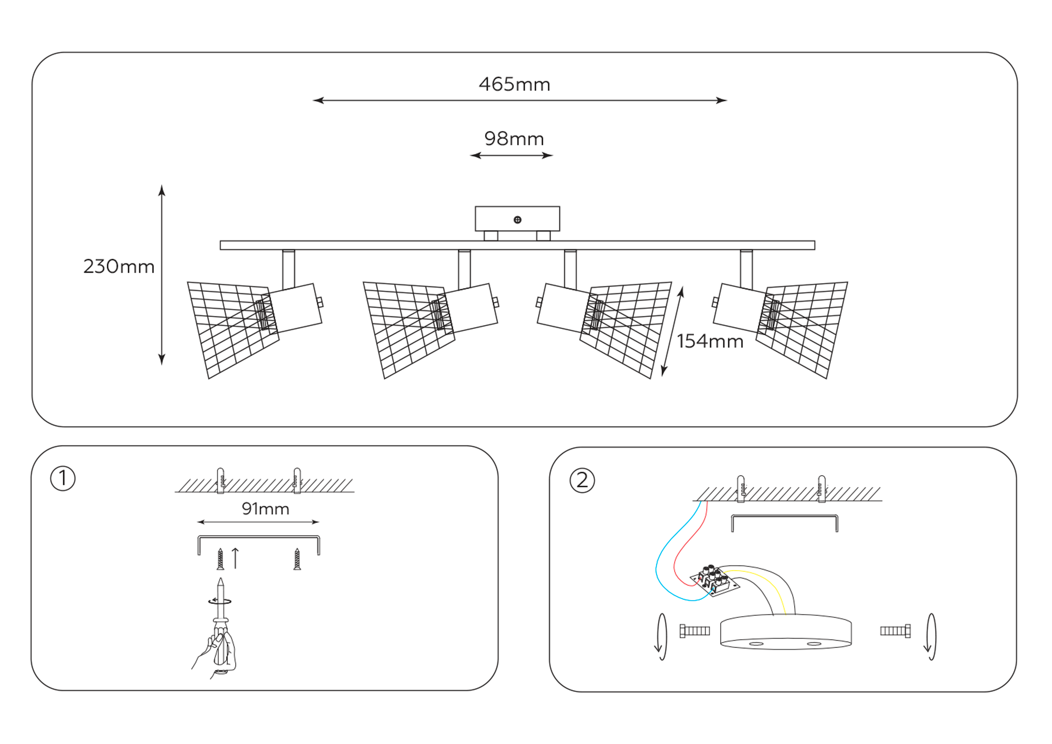 TR8603/4 WH/GD белый/золото E27*4 max 40W 465*154*230