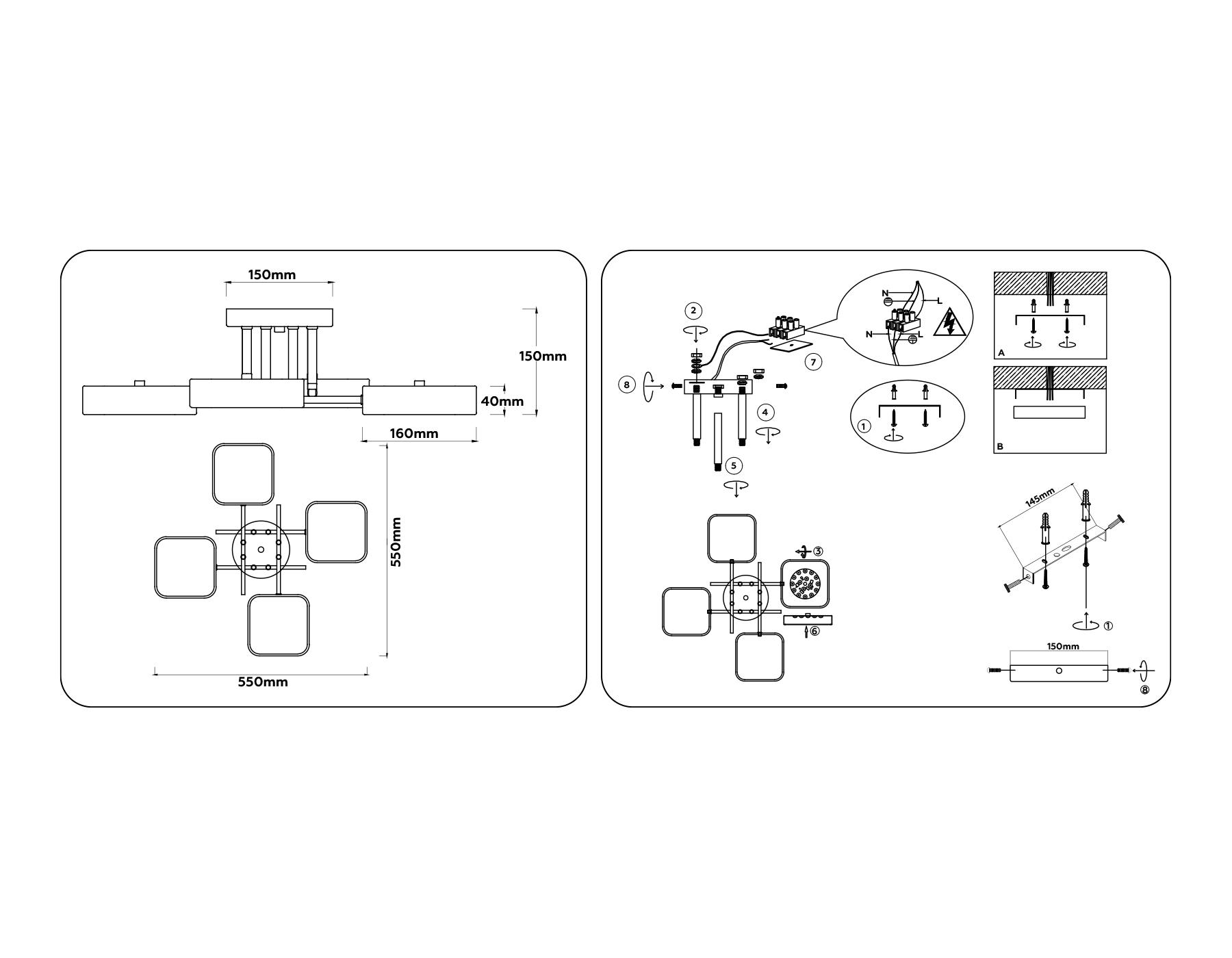 FL516341/4 WH/GD белый/золото 72W 3000-6000K 550*550*150 (без ПДУ)