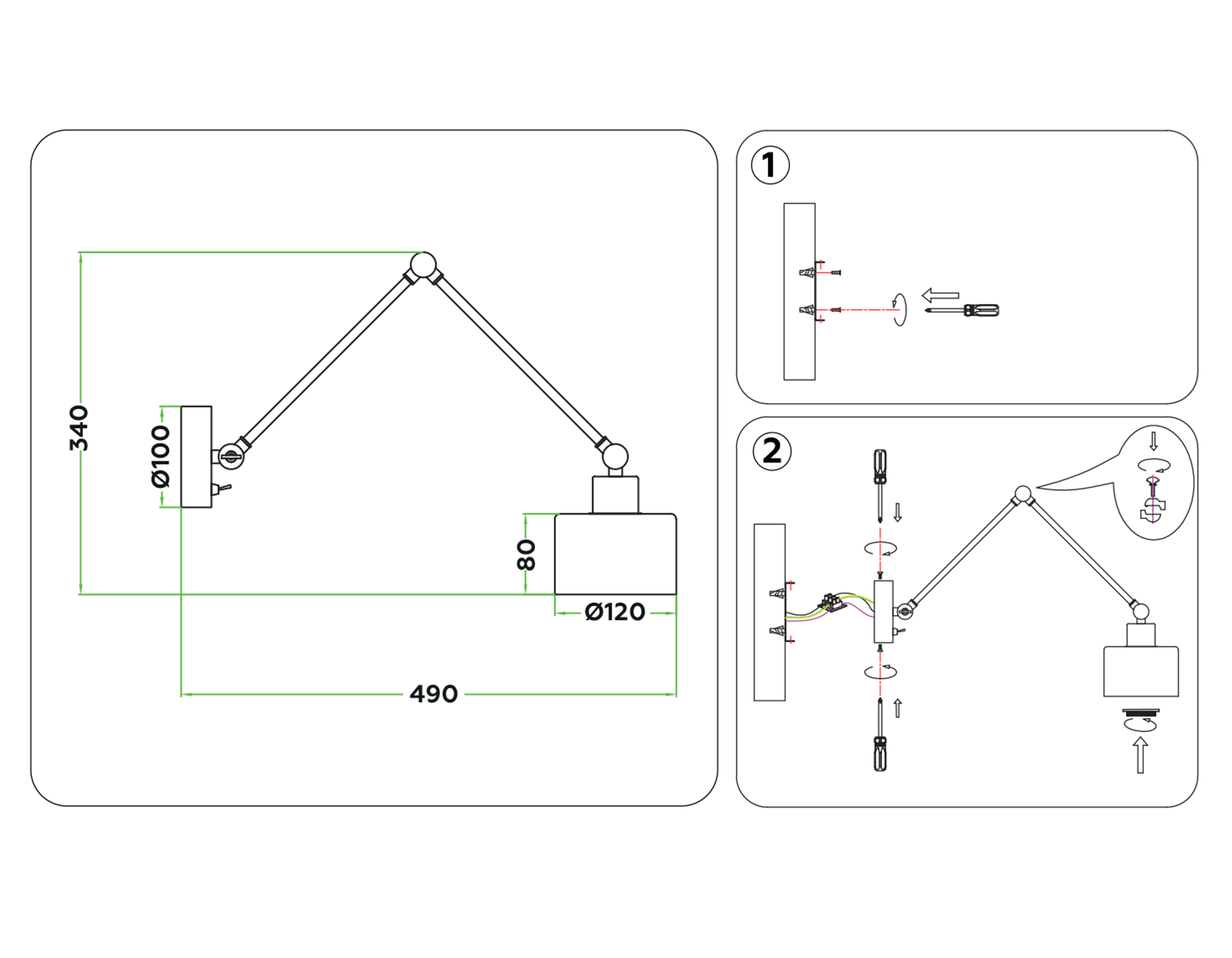 TR8148 BK черный E27 max 40W 340*120*490