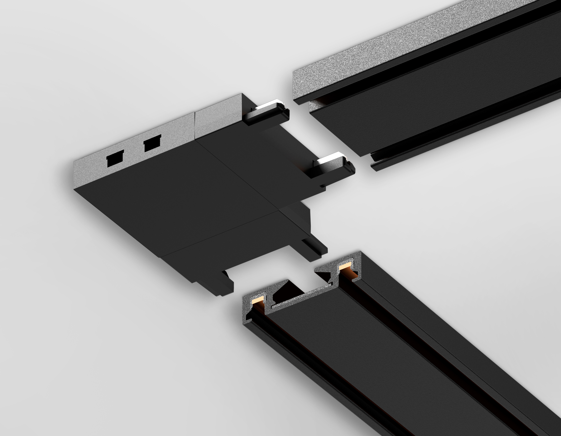 GV1116 BK черный угловой коннектор для накладного шинопровода 36*36*6