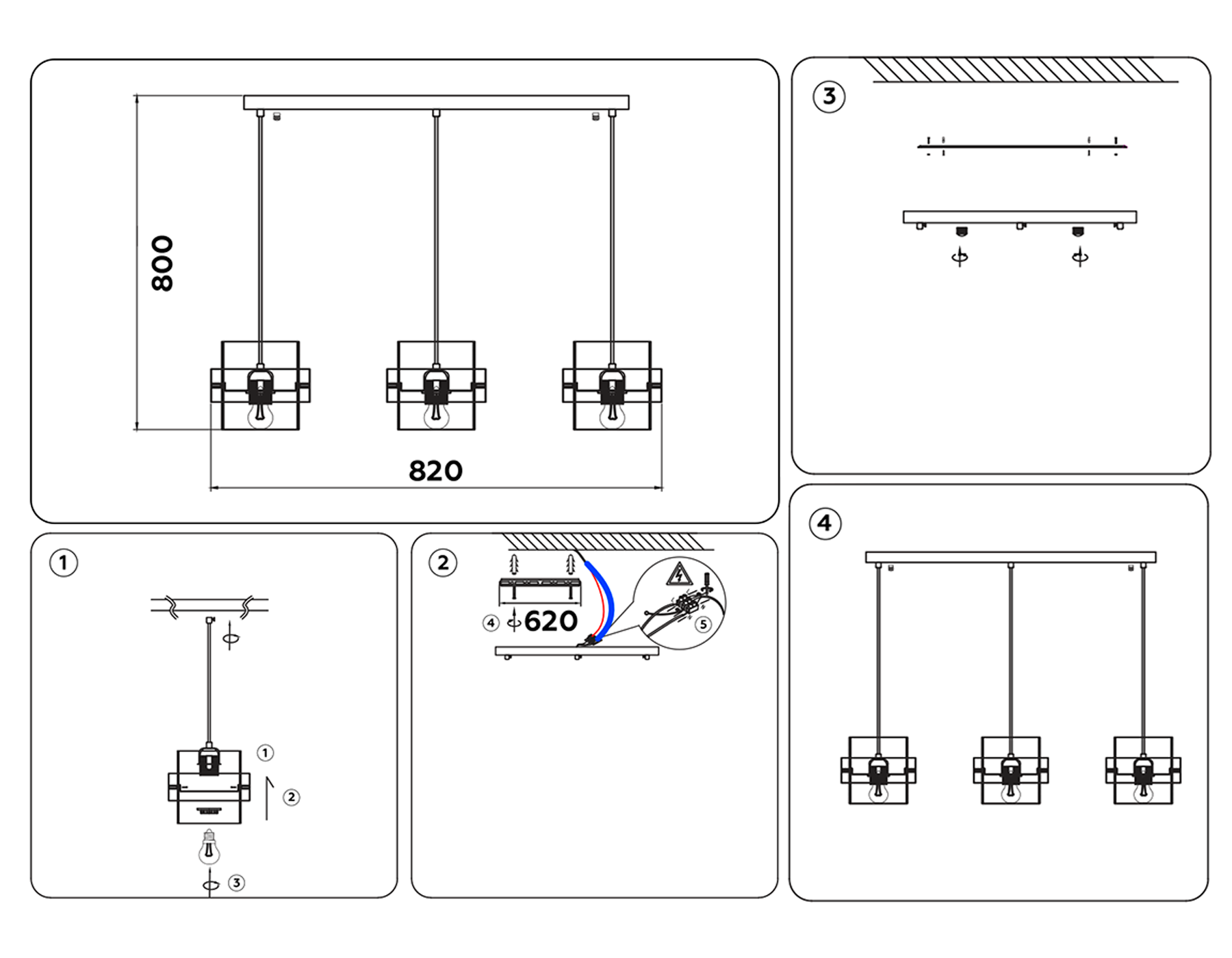 TR3652/3 GD/SM золото/дымчатый E27/3 max 40W 820*180*700