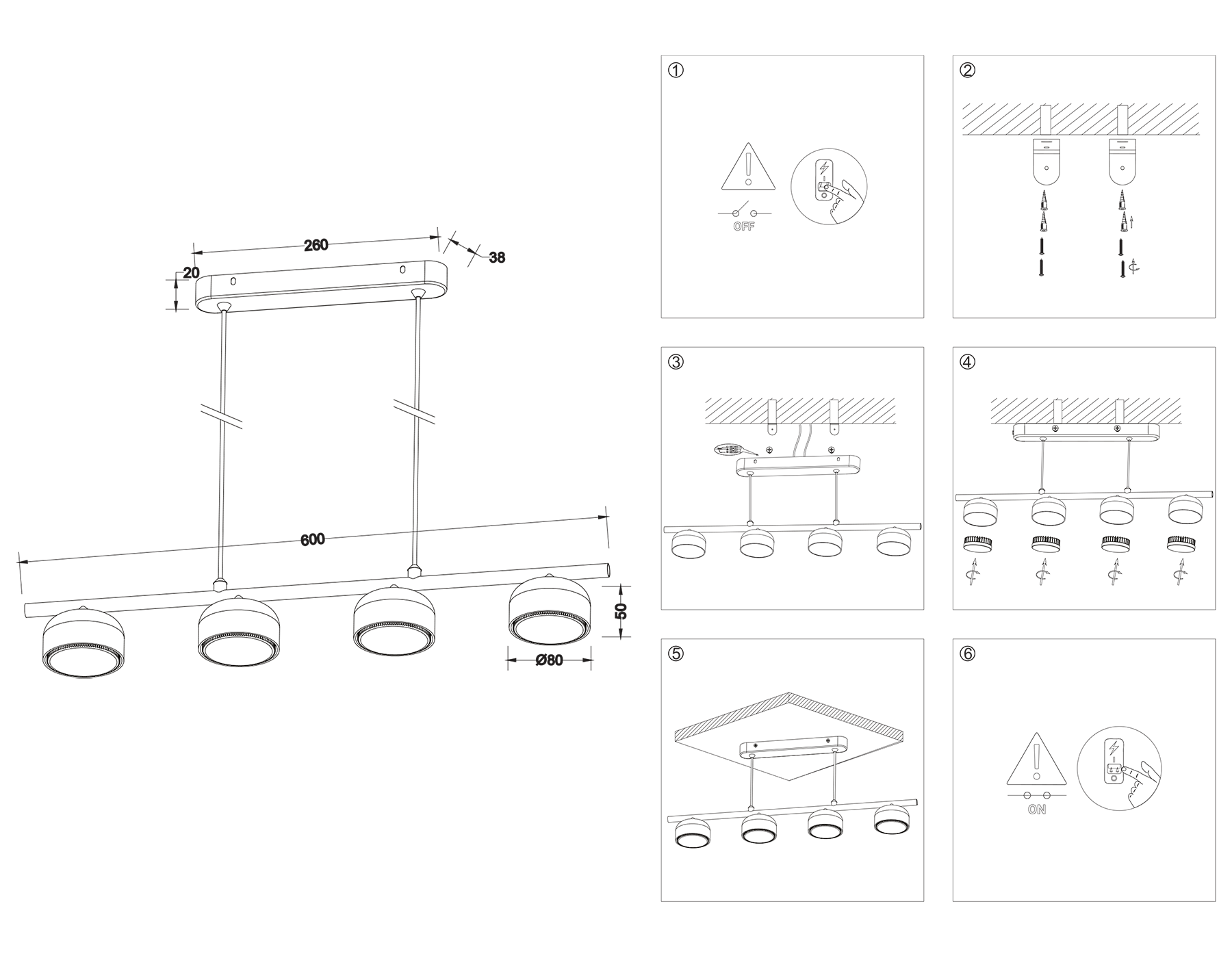 TN71037/4 WH белый GX53/4 max 12W 600*80*1100