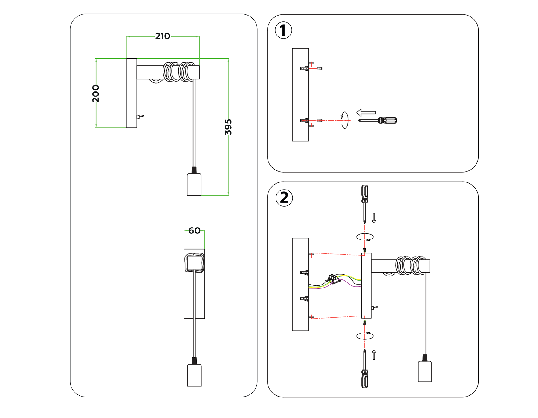 TR8181 BK/LW черный/светлое дерево E27 max 40W 395*60*210