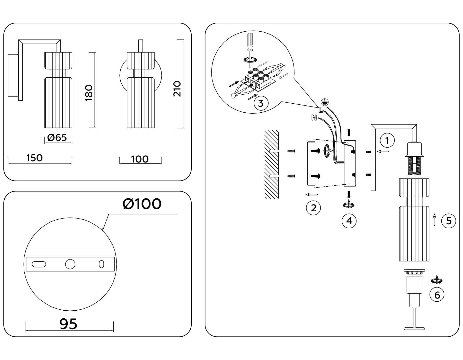 LH56119 BK/BS/CL черный/латунь/прозрачный E14 max 40W 150*100*210