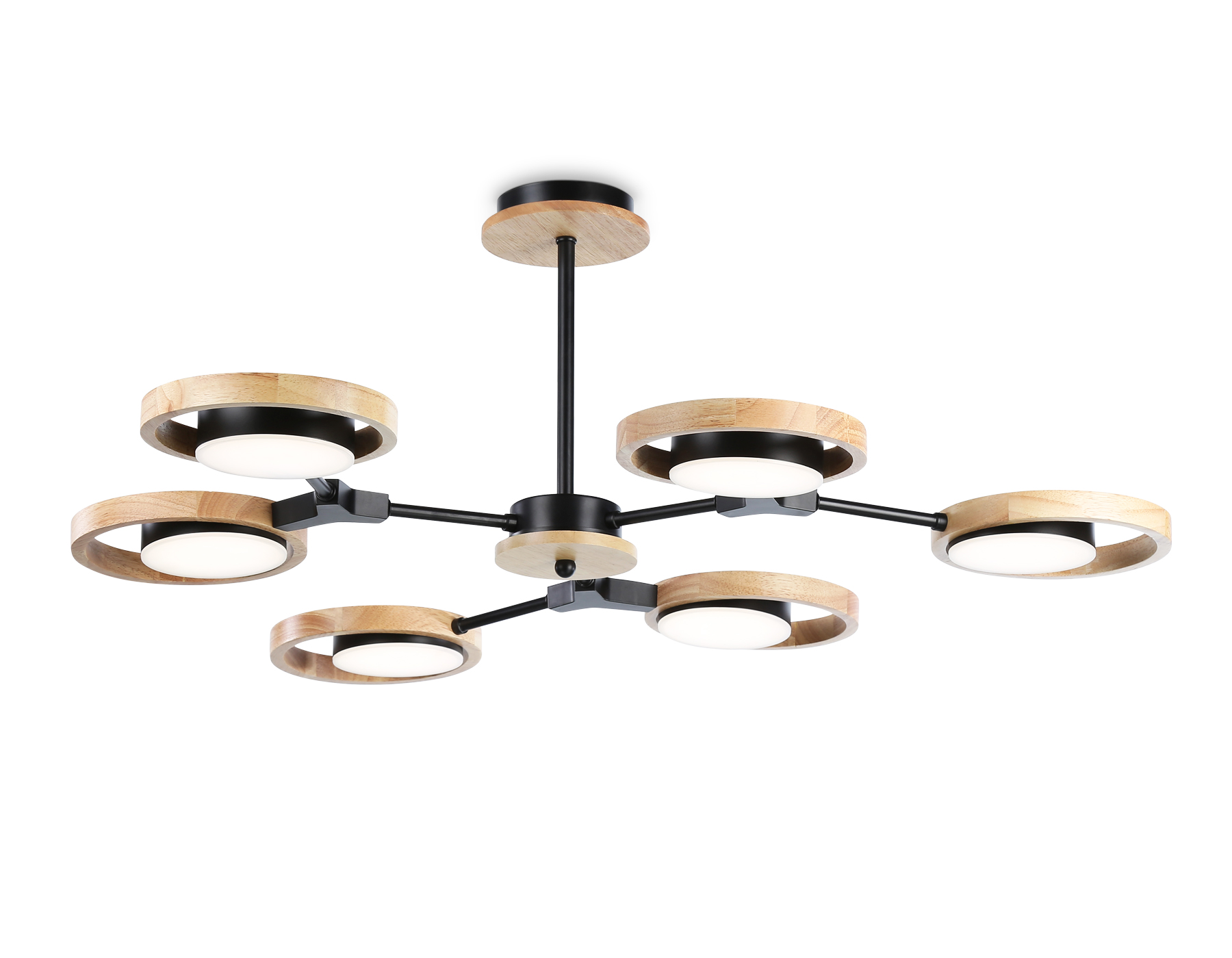 FL51619/6 BK/LW черный/светлое дерево 3000K/4200K/6400K 42W D825*285 (Без ПДУ)