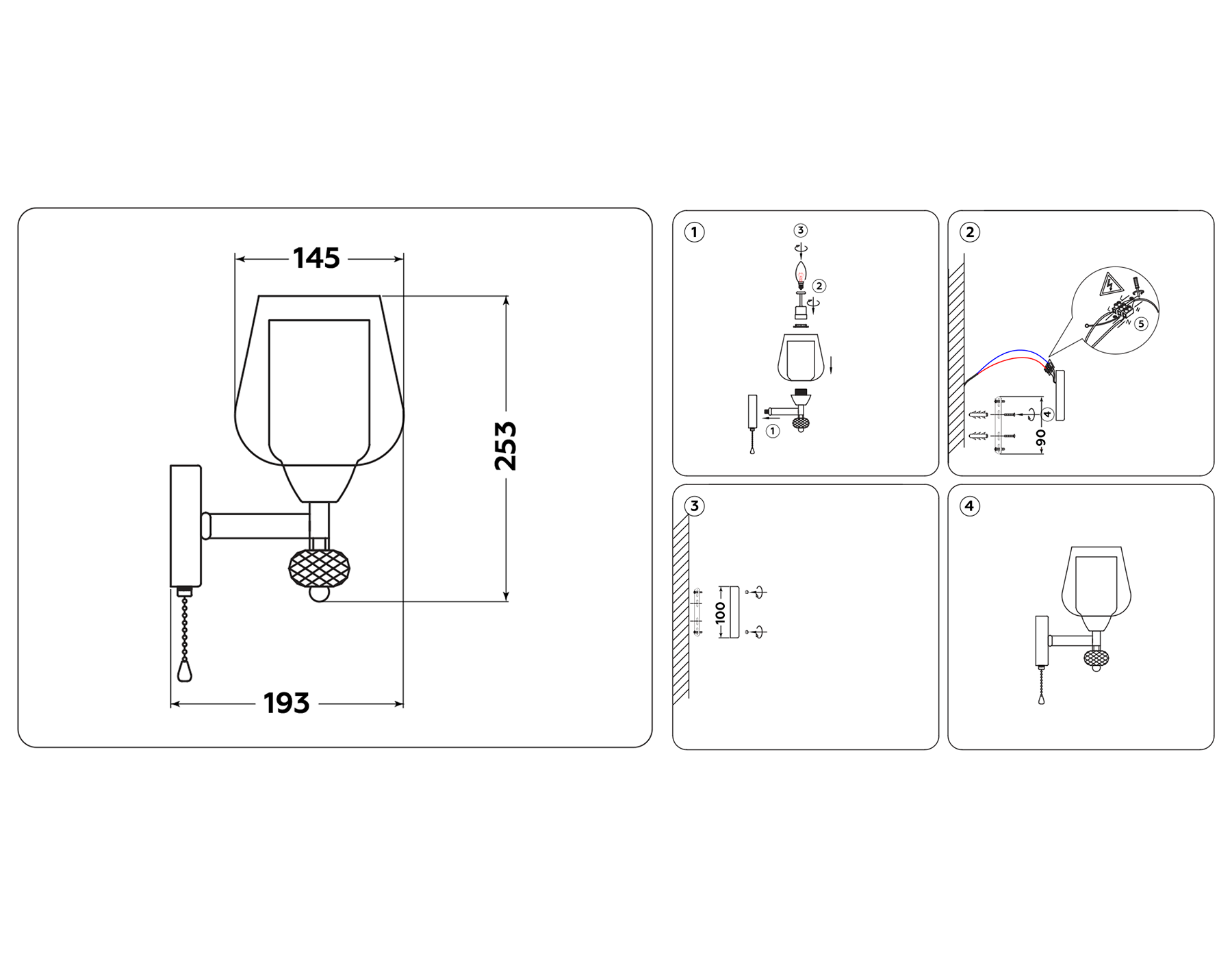 TR3158 CH/CL хром/прозрачный E27 max 40W 253*145*193
