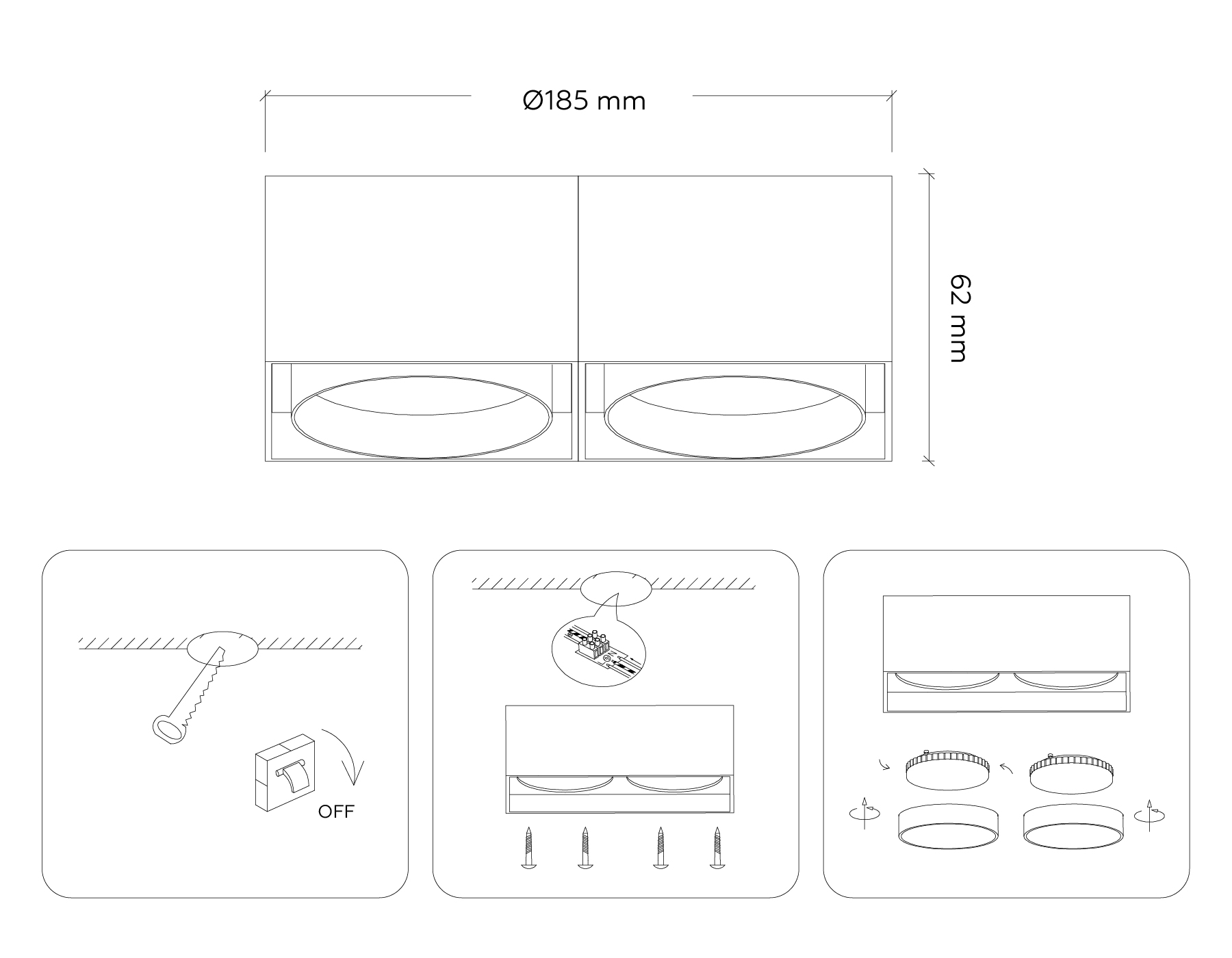 TN70875/2 BK черный GX53/2 max 12W 185*92*62