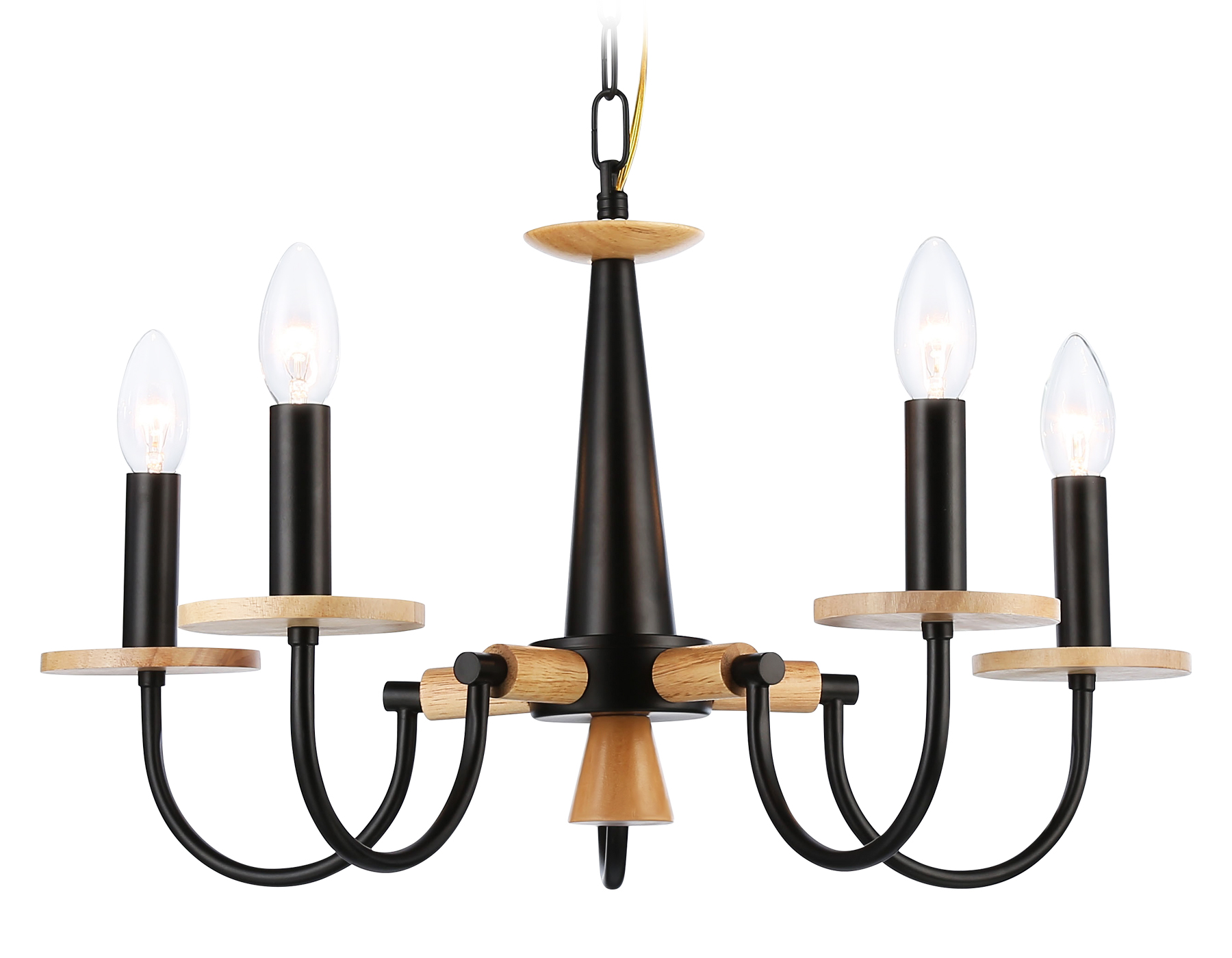 TR9593/5 BK/LW черный/светлое дерево E14/5 max 40W D555*660