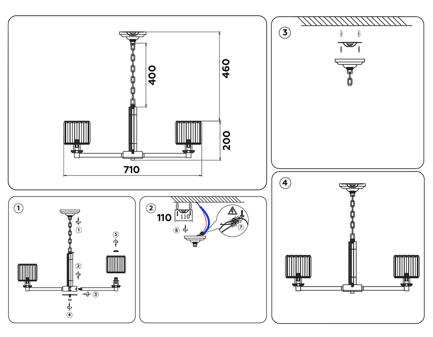 TR4526/6 GD/CL золото/прозрачный E14/6 max 40W D710*660
