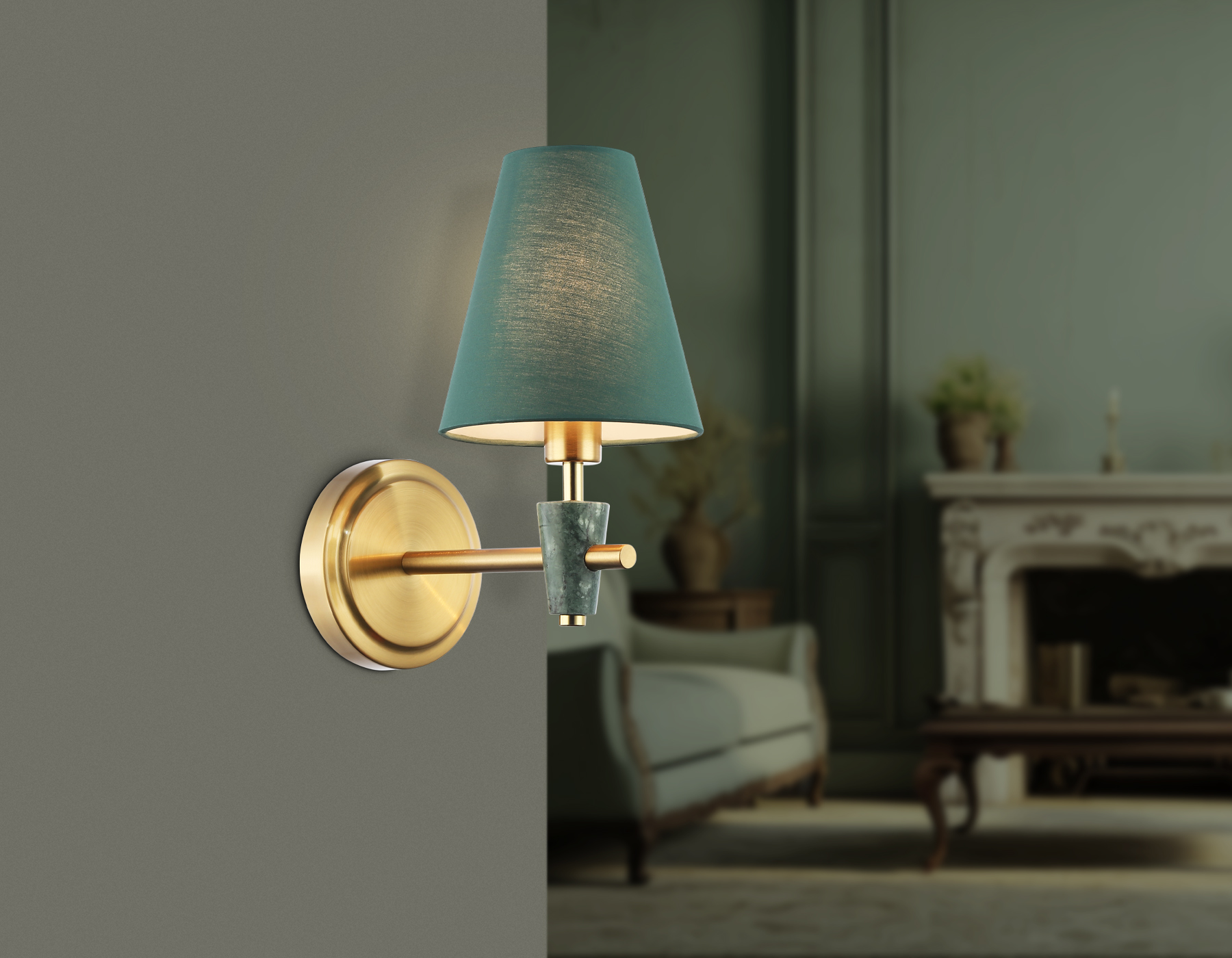 LH75055 BS/GN латунь/зеленый E14 max 40W 230*140*270