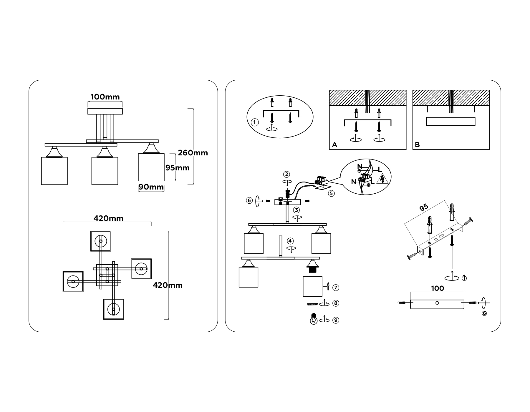 TR303041/4 WH белый E27/4 max 60W 420*420*260