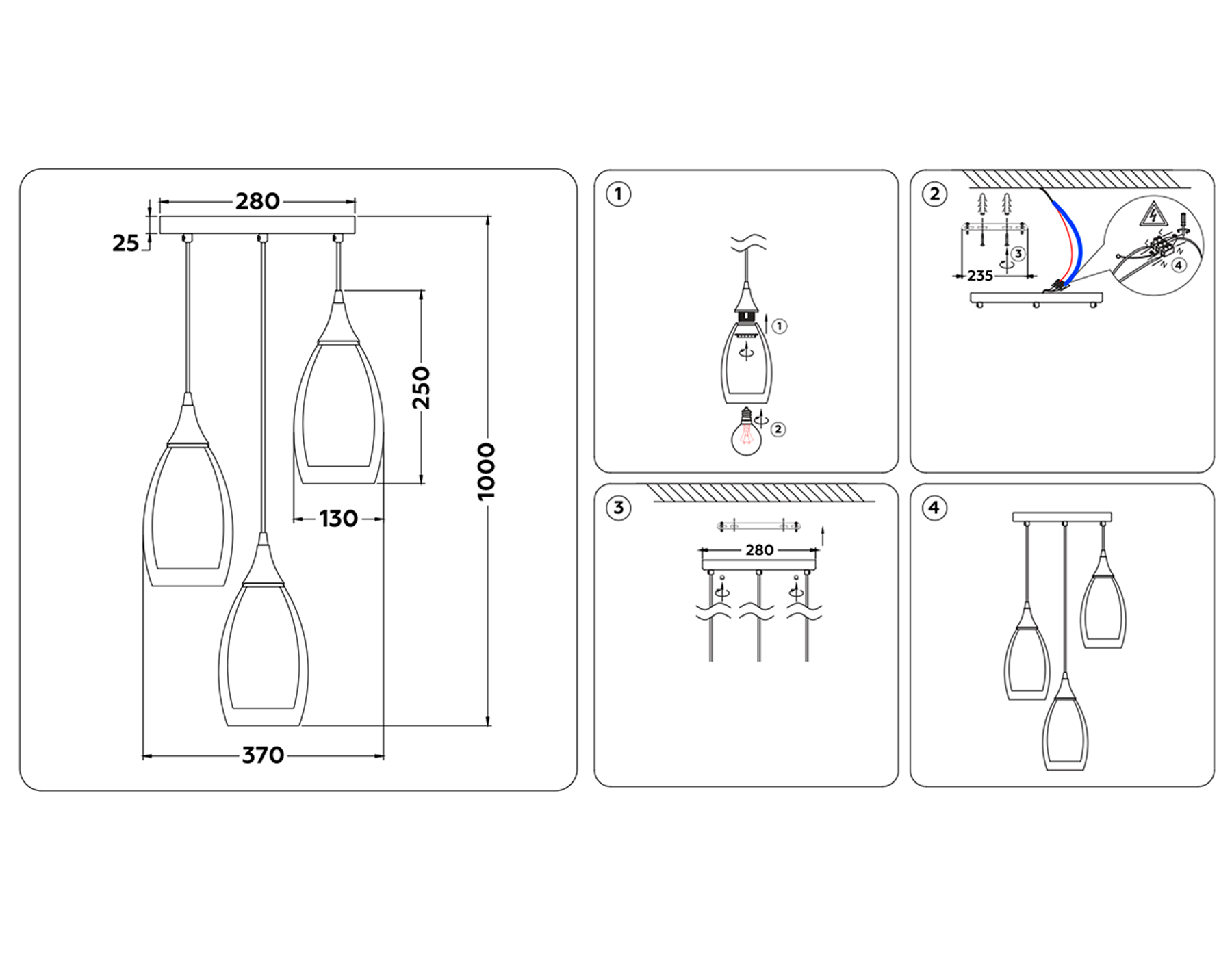 TR3549/3 GD/TI золото/янтарь E14 max 40W 370*130*1000