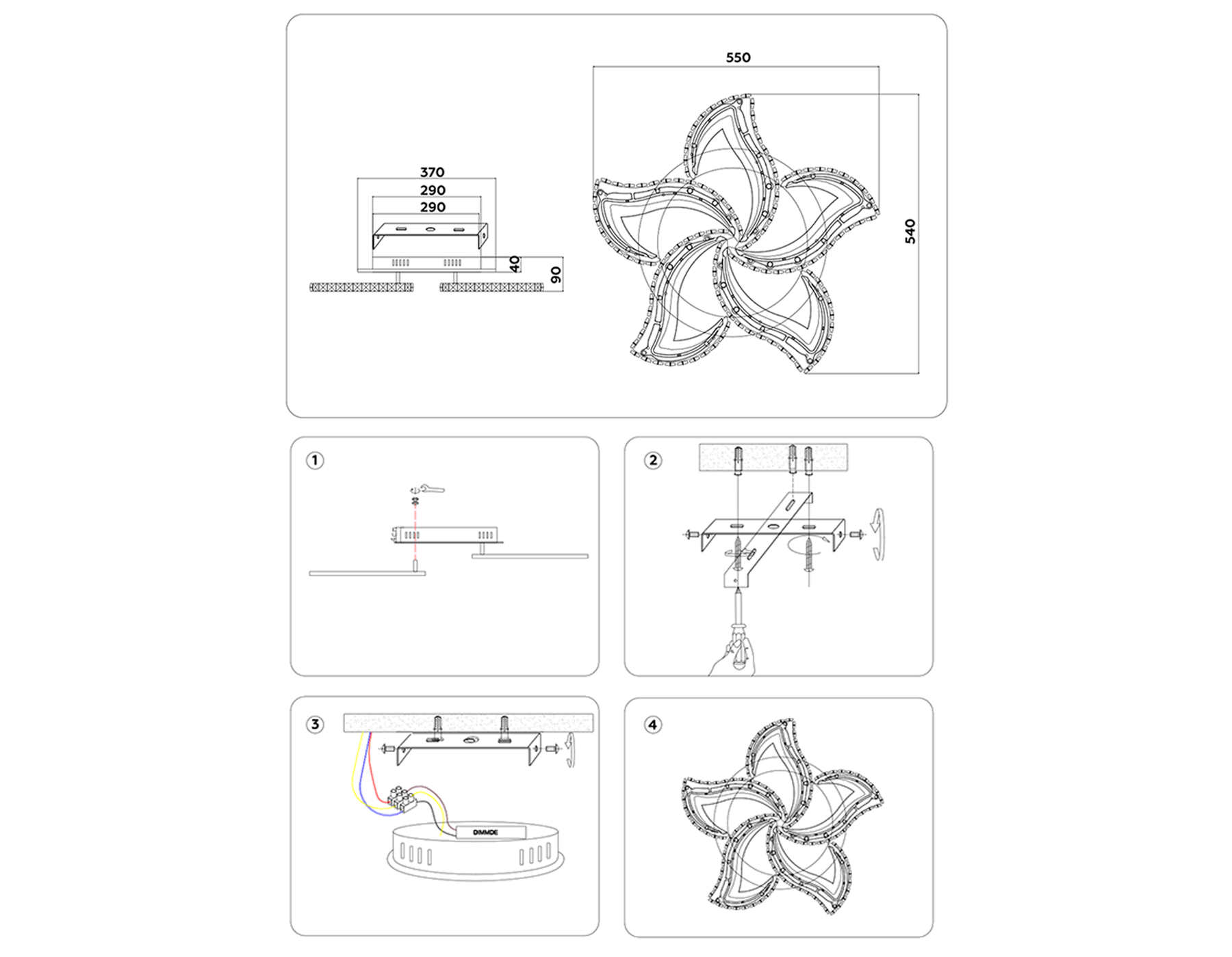 FA1723/5 CH хром 105W 3000K/4200K/6400K 550*540*90 (ПДУ РАДИО 2.4G)