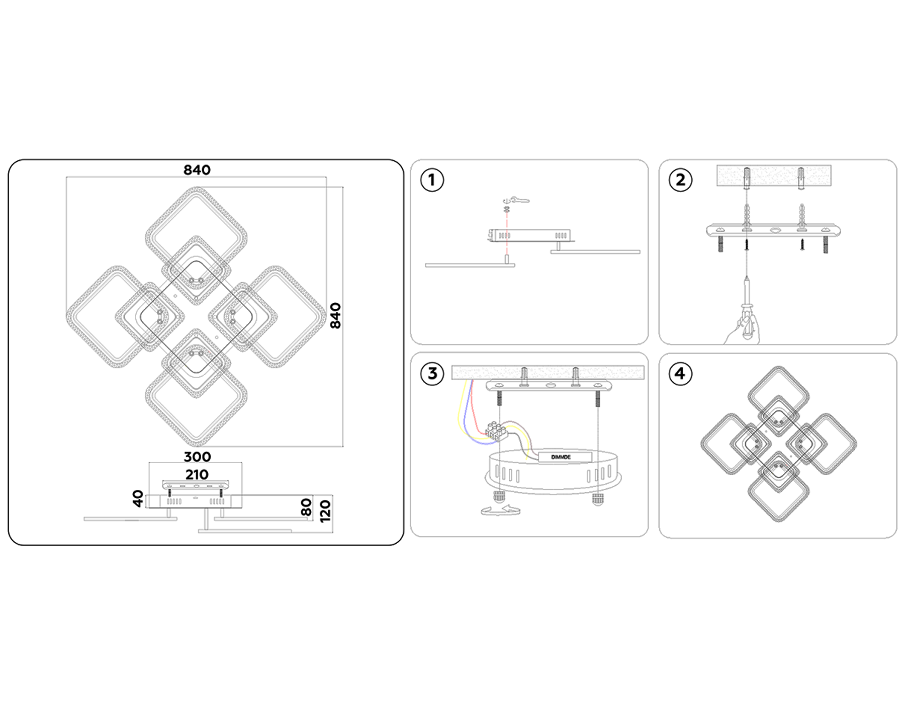 FA5303 WH белый 171W 840*840*130 (ПДУ РАДИО 2.4)