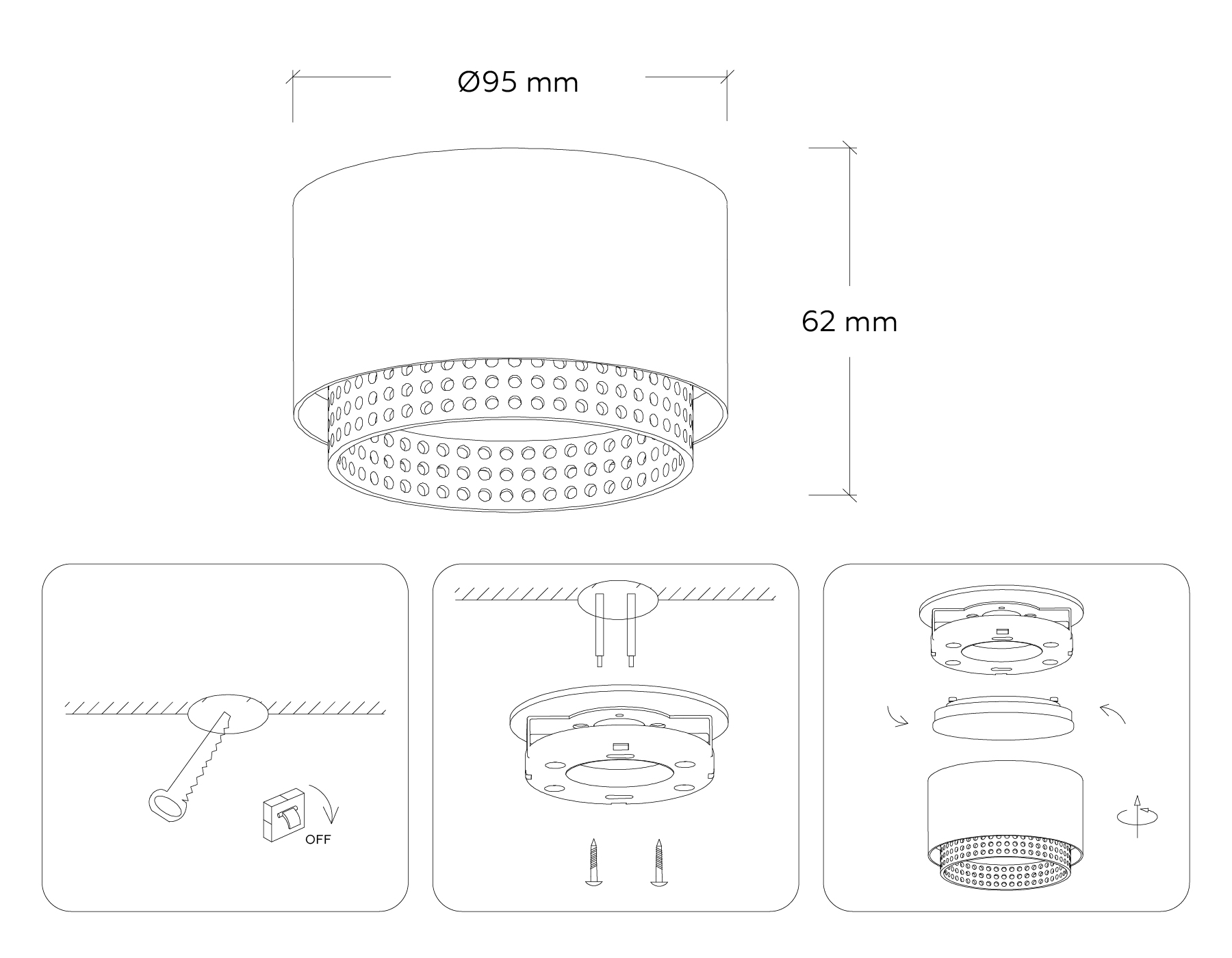 TN71275 BK/GD черный/золото GX53 max 12W D95*62