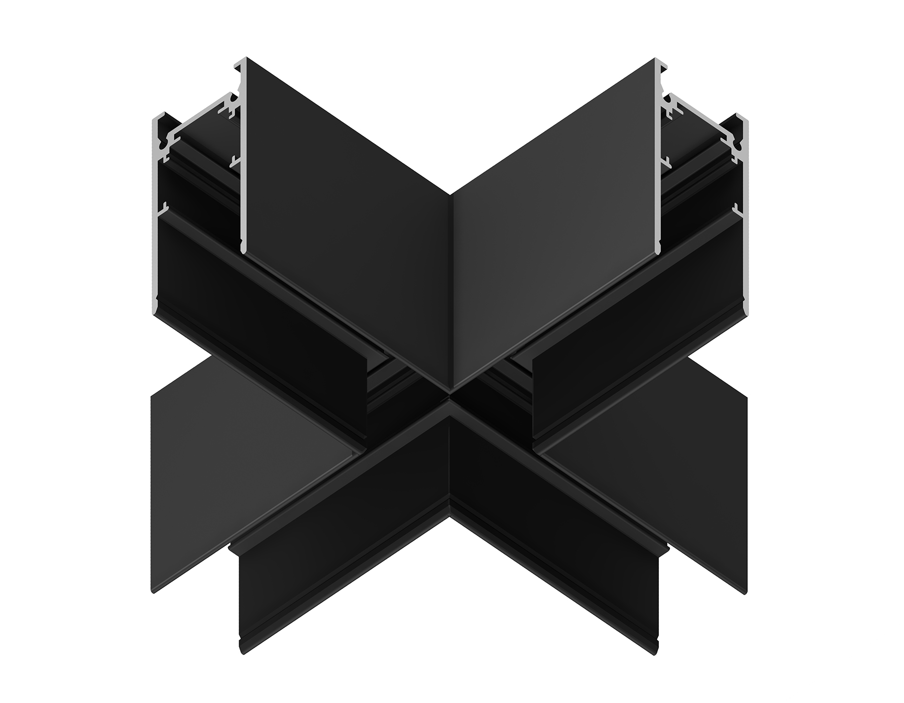 GL3376 BK черный коннектор X-образный для накладного шинопровода 170*170*53.7