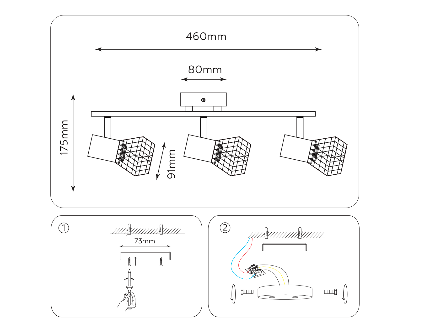 TR8622/3 BK/CH черный/хром E27*3 max 40W 460*91*175