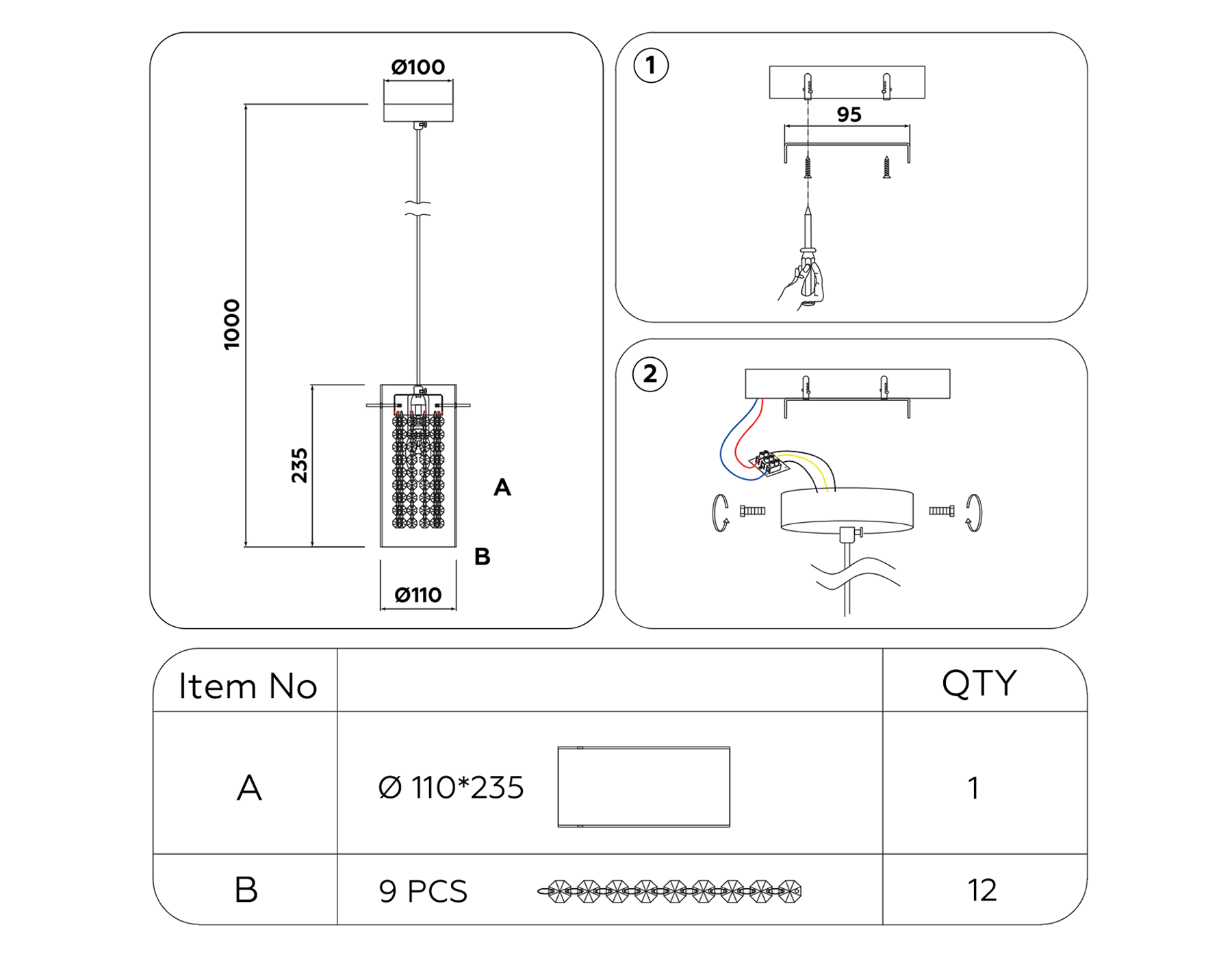 TR3660 GD/CL золото/прозрачный E14 max 40W D110*1000