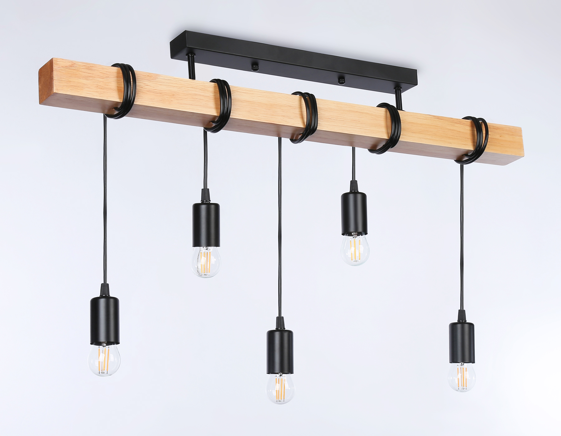 TR8183/5 BK/LW черный/светлое дерево E27*5 max 40W 800*50*420