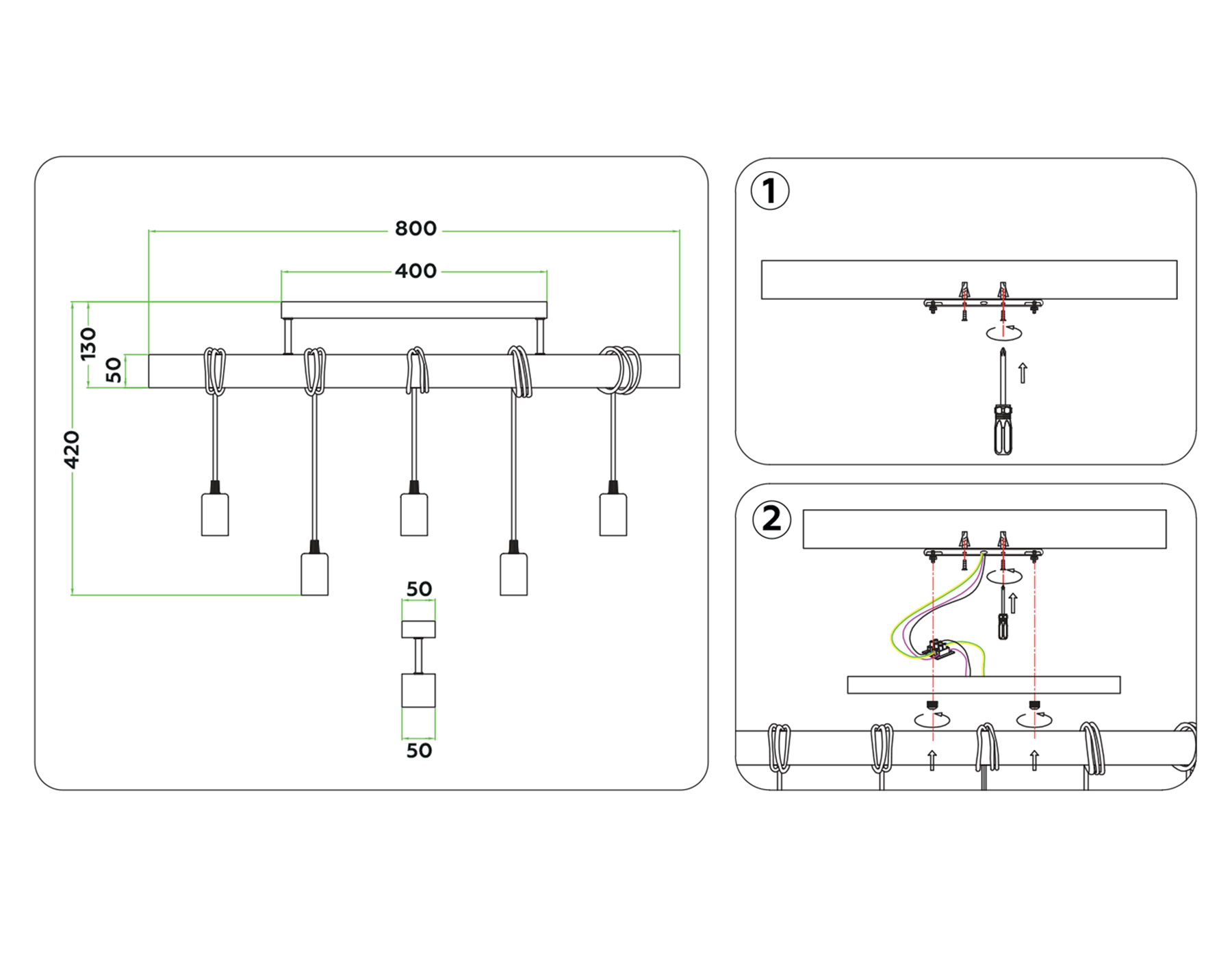 TR8183/5 BK/LW черный/светлое дерево E27*5 max 40W 800*50*420