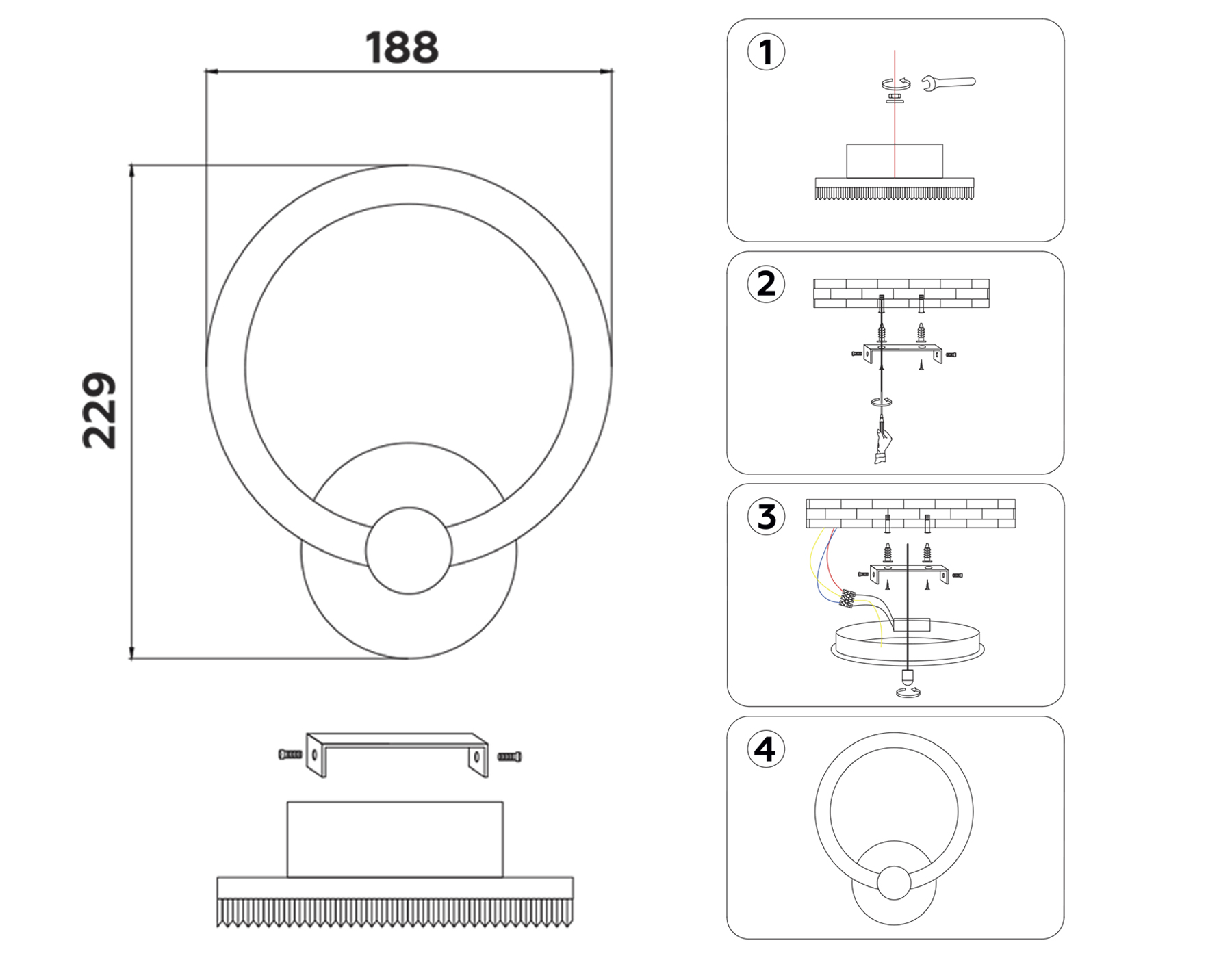 FA3849 WH белый 14W 3000K-6400K 229*188*100
