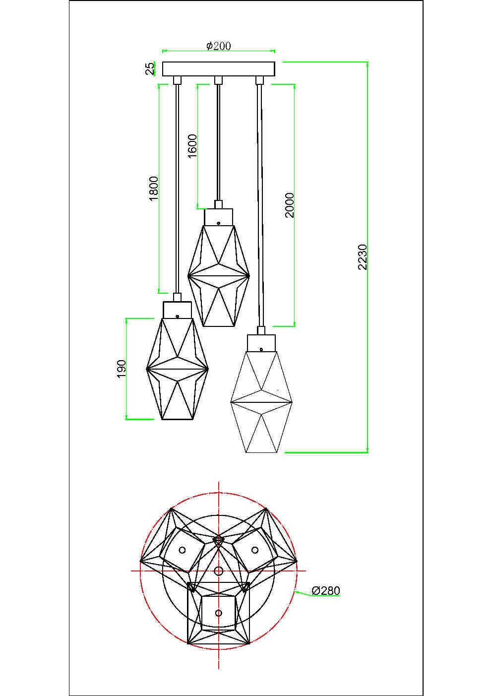 Подвесной светильник Maytoni MOD325PL-03G