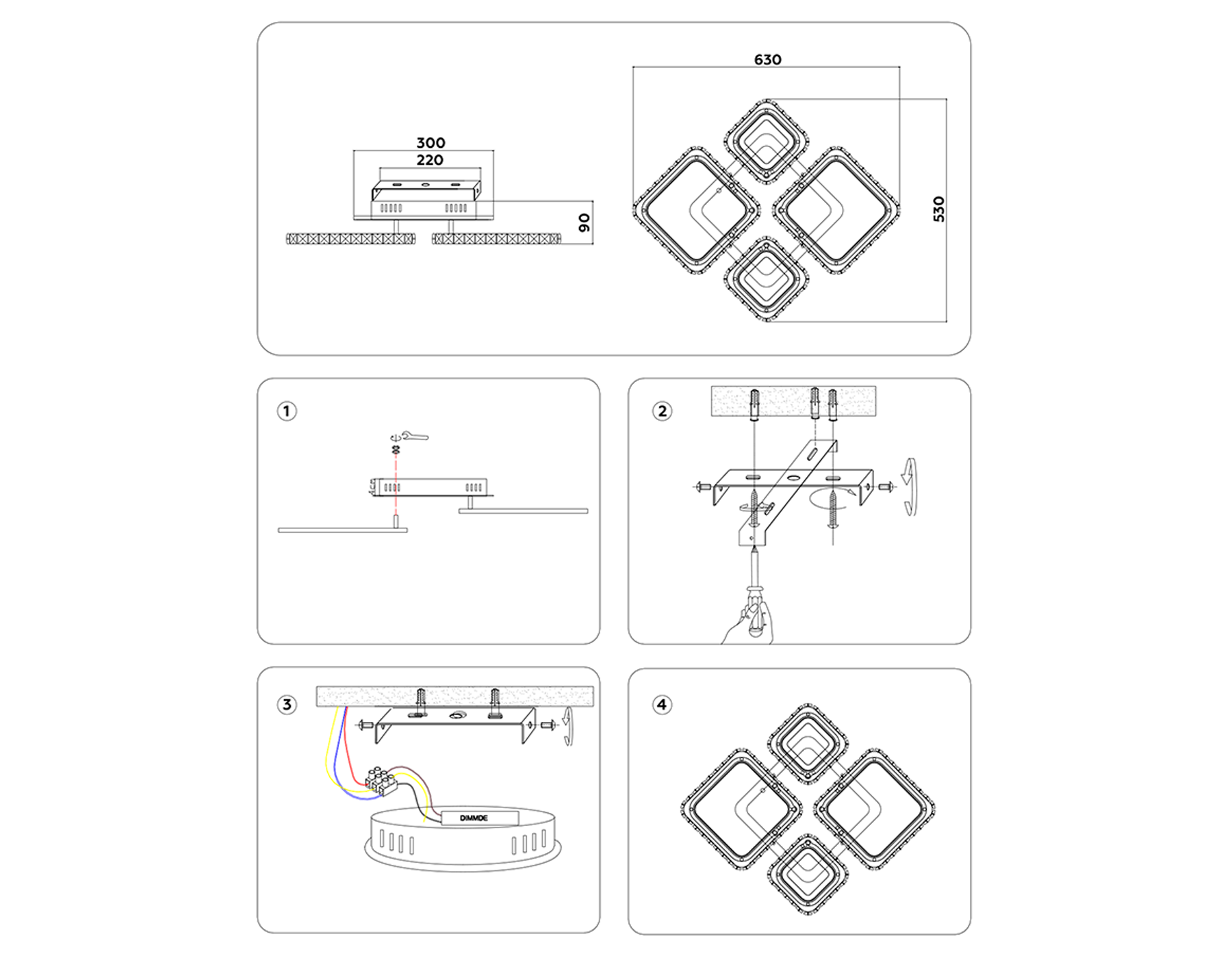FA1727/4 GD золото 108W3000K/4200K/6400K 630*530*90 (ПДУ РАДИО 2.4G)